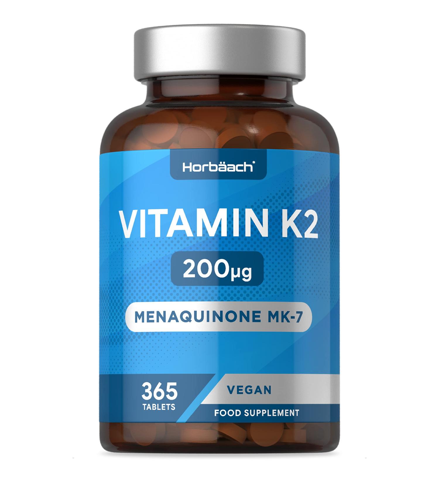 High Strength Vitamin K2 MK7 200ug | 365 Vegan Tablets | Bone Health Support | No Artificial Preservatives - Buy Online on GoSupps.com