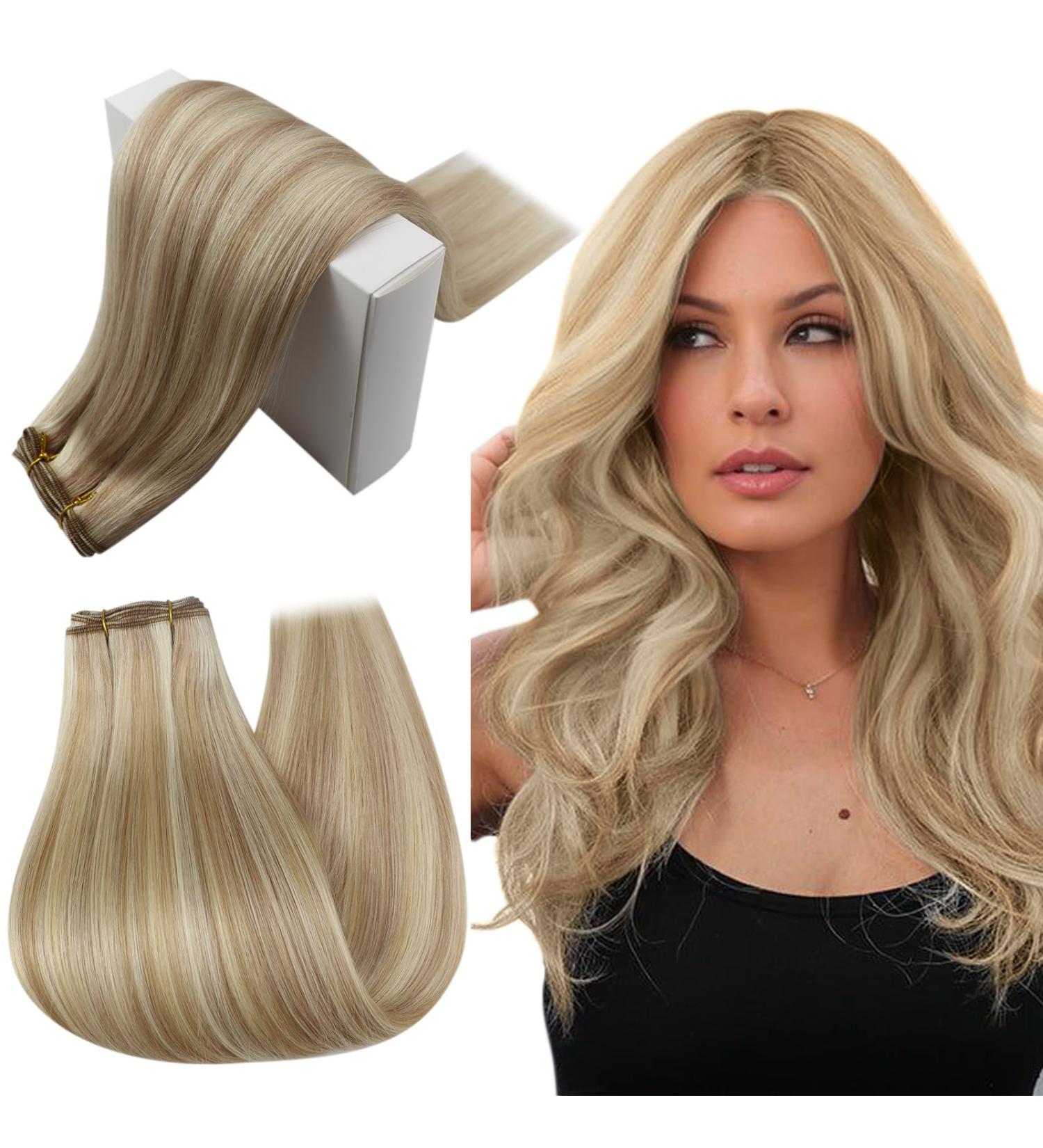 Premium 45cm Real Hair Blonde Extensions | Smooth Human Hair #18AP60 - Ship Worldwide - Buy Online on GoSupps.com