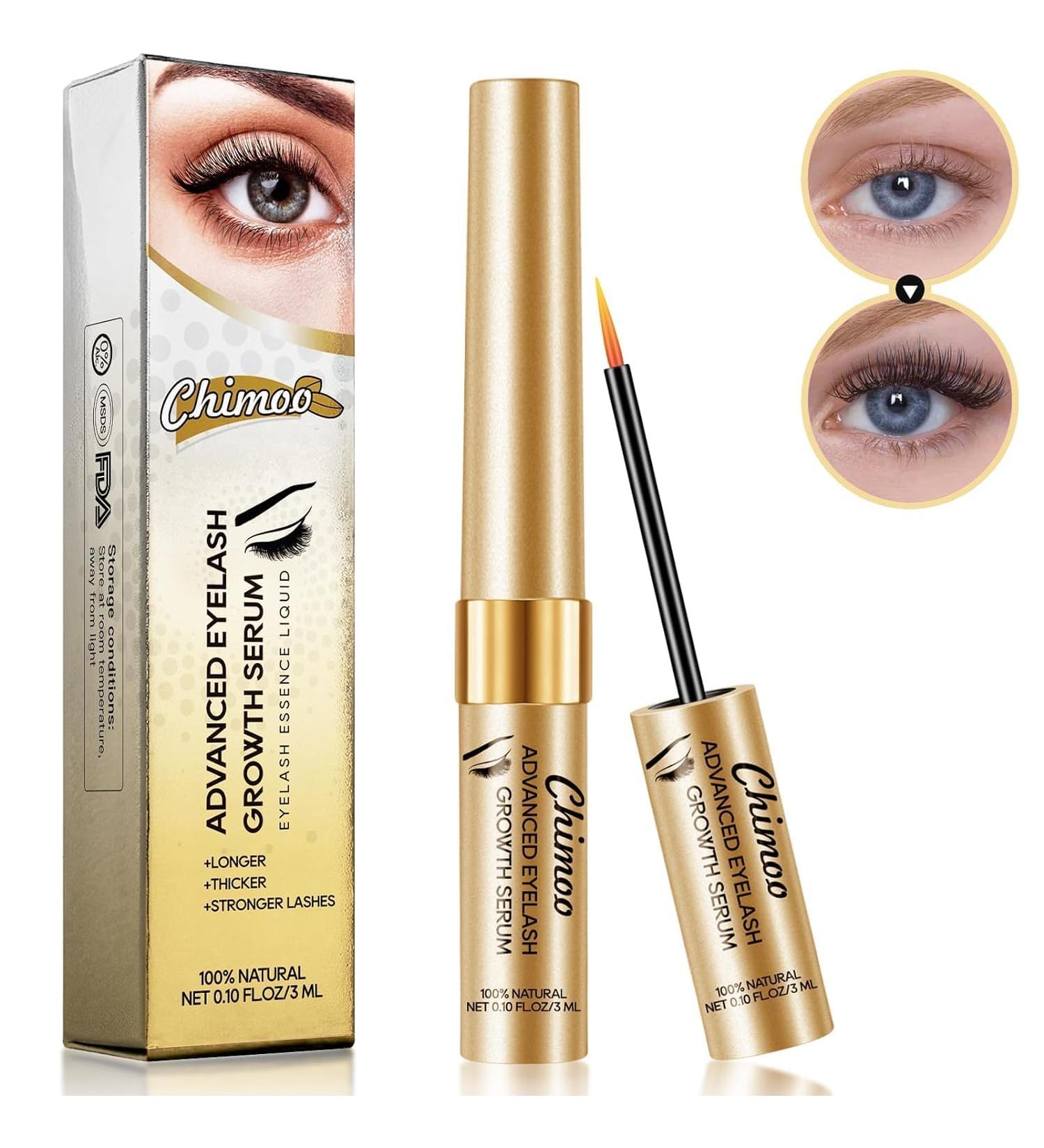 chimoo Paris Eyelash serum 3 ml without hormones eyebrow serum for better growth of eyelashes and eyebrows eyelash serum test winner for long voluminous and beautiful eyelashes