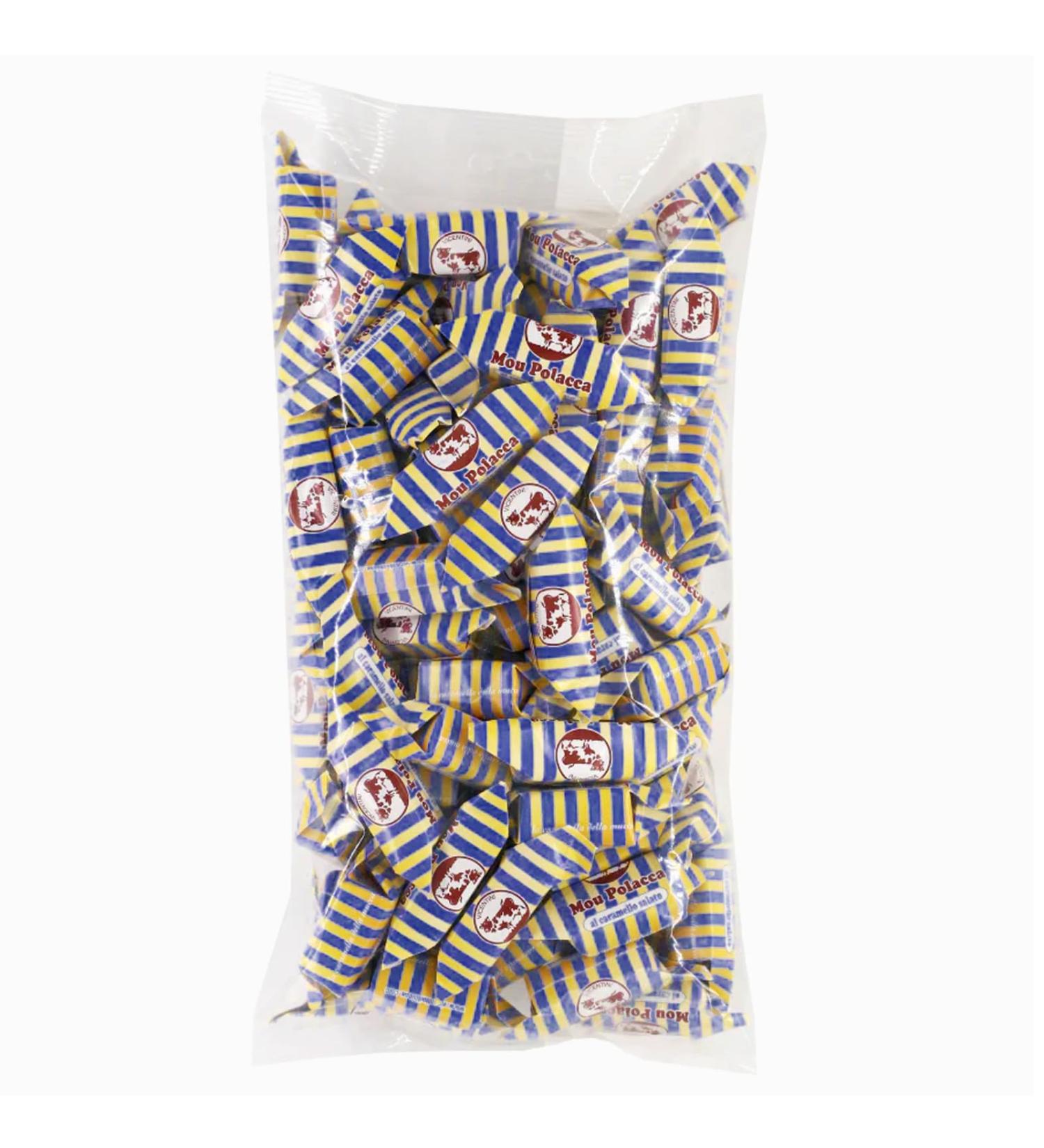 Vicentini Caramelle Mou Polacche with Caramel Salato - Classic Candy Fudge from Cow with Caramel Salato - 1 kg Packaging