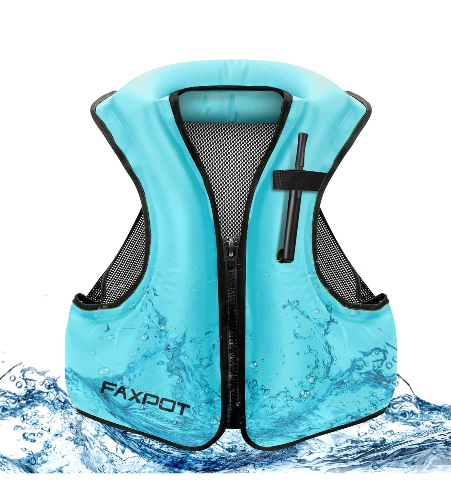 Faxpot Inflatable Snorkel Vest Adult - Blue Large-X-Large | Swim & Kayak Buoyancy Jacket - Buy Online on GoSupps.com