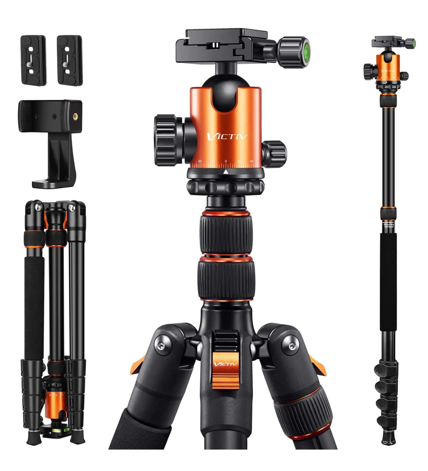 Victiv 82 Aluminum DSLR Camera Tripod | 80 Monopod | Lightweight & Durable Tripod for Travel & Work - Orange - Buy Online on GoSupps.com