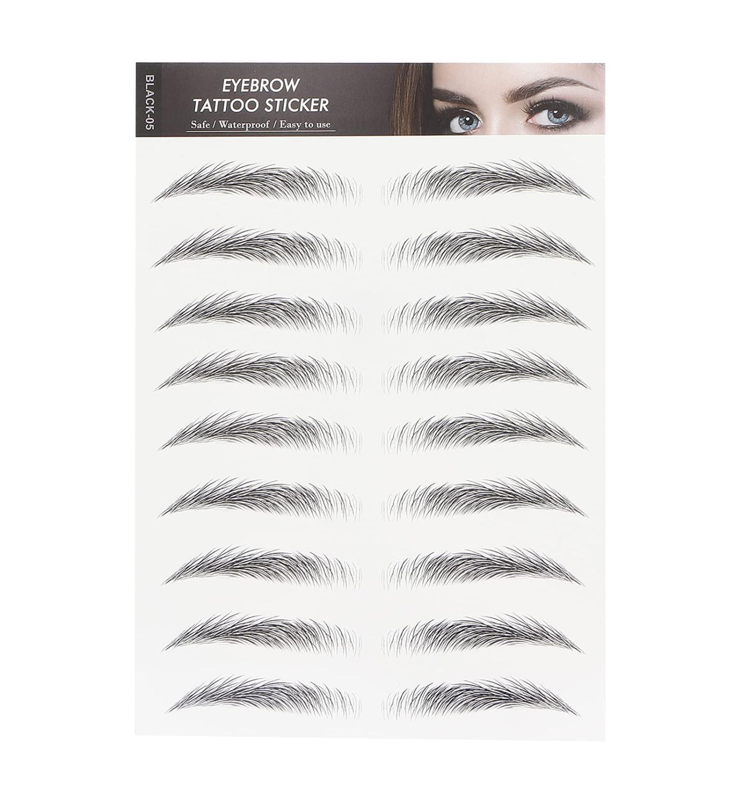 Long Lasting Waterproof Eyebrow Tattoo Sticker for Women - BLACK-05 - Buy Online on GoSupps.com