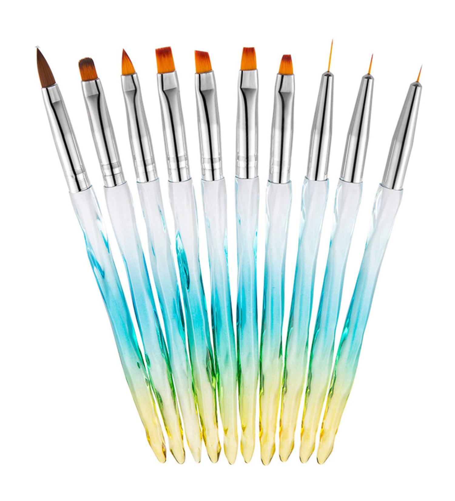 10pcs Nail Art Brushes Set - Carved Crystal Pens for Precision Nail Design - Assorted Brush Pens for DIY Nail Art - Buy Online on GoSupps.com