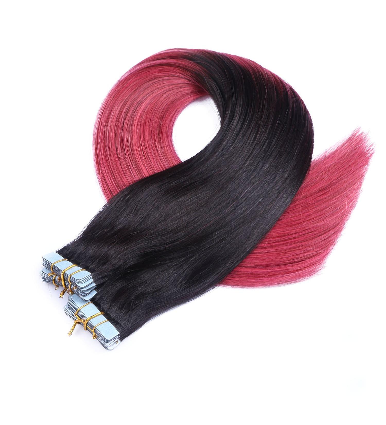 Tape In Hair Extensions - 1B/Burgundy Ombre - 50cm 30 Bricks 100% Remy Real Hair | Tresse by Novon Hair Extensions - Buy Online on GoSupps.com