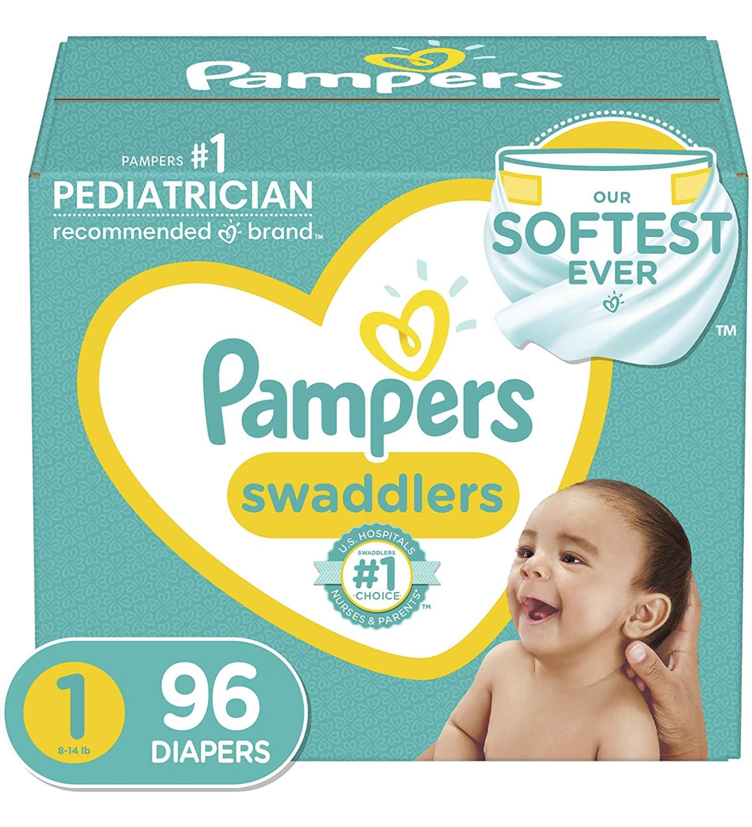 Pampers Swaddlers Newborn/Size 1 Diapers - 96 Count Super Pack - Buy Online on GoSupps.com