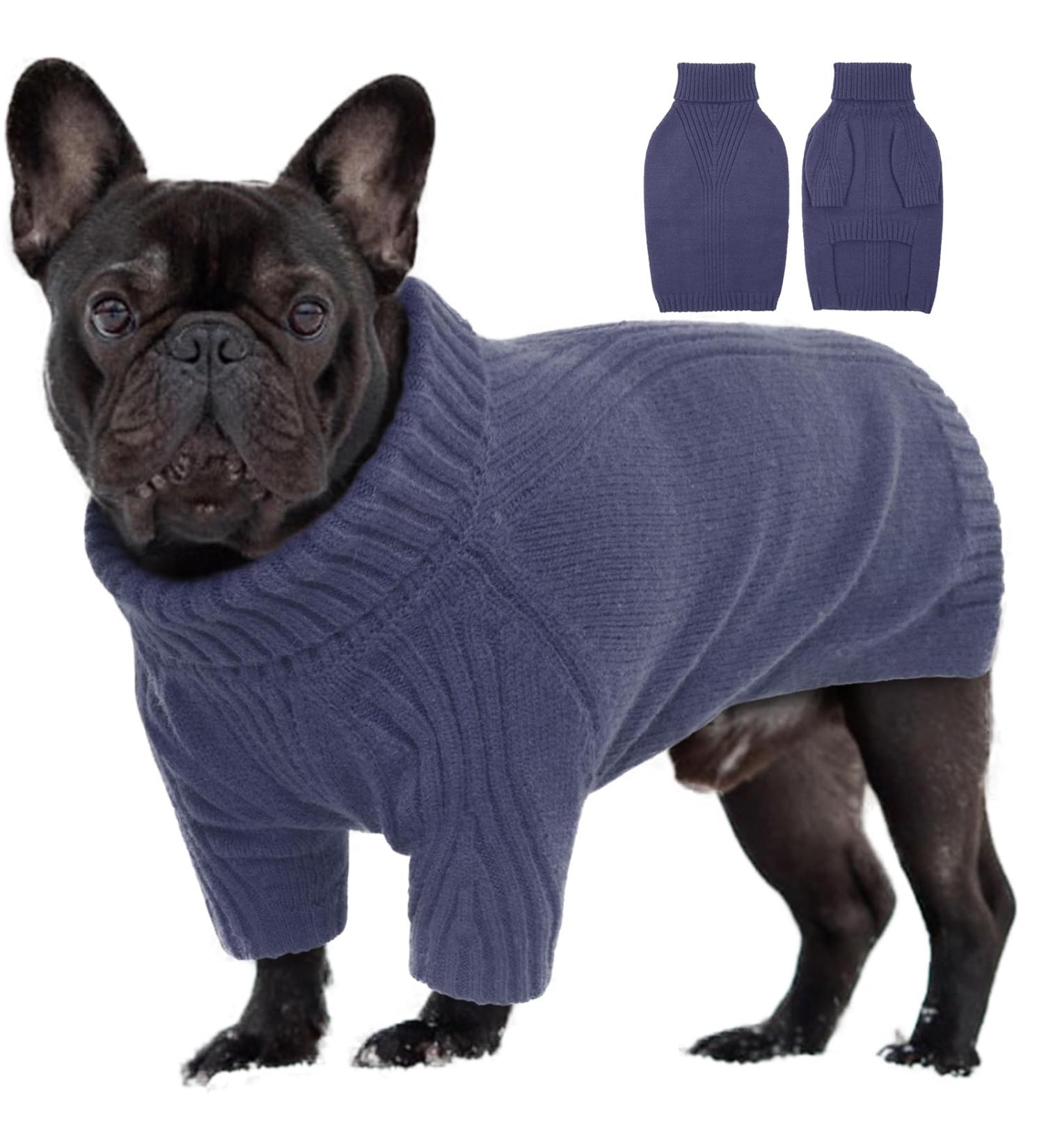Iecoii Dog Sweater - Warm Turtleneck Winter Clothing for Small Medium & Large Dogs | Perfect for Chihuahuas French Bulldogs & Labradors - Blue - Buy Online on GoSupps.com