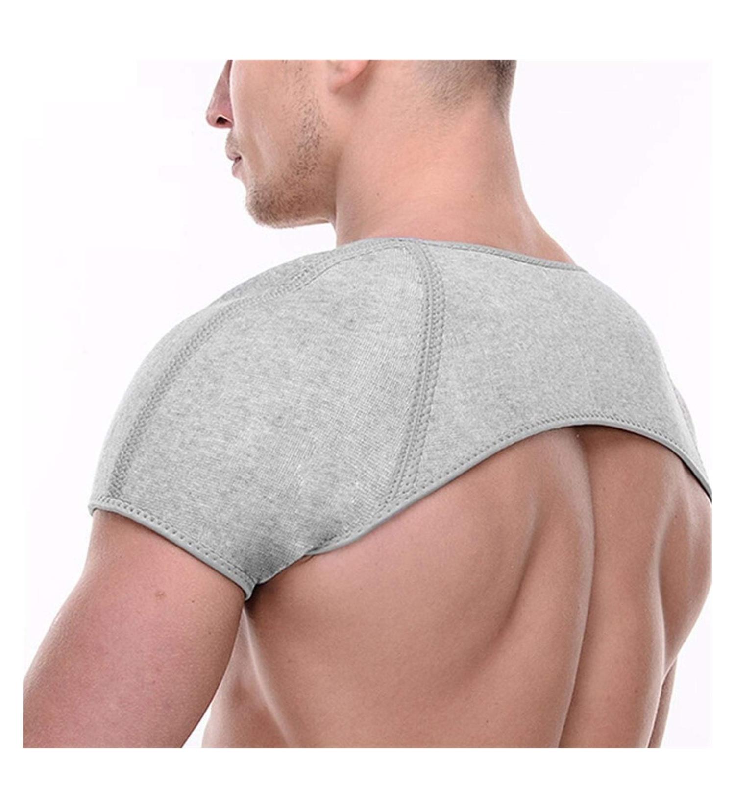 Double Shoulder Support Brace - Compression Shoulder Belt for Dislocation & Arthritis Pain - Light Grey Large - Ultimate Shoulder Care - Buy Online on GoSupps.com