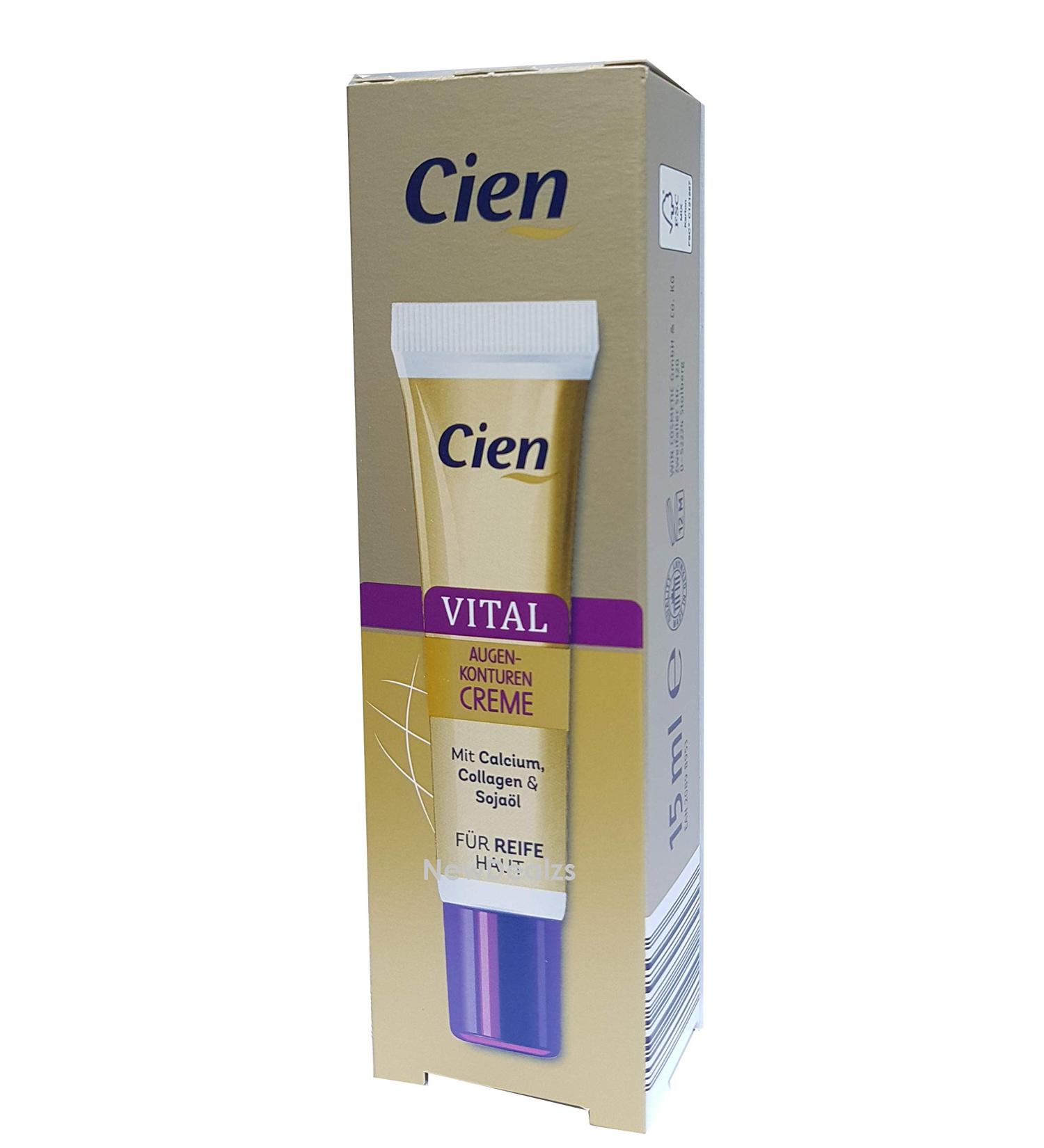 Cien Vital Eye Contour Cream with QCalcium Collagen & Soybean Oil - 15ml (0.51 Oz) | Hydrating Anti-Aging Formula for Dark Circles & Puffiness - International Shipping Available - Buy Online on GoSupps.com