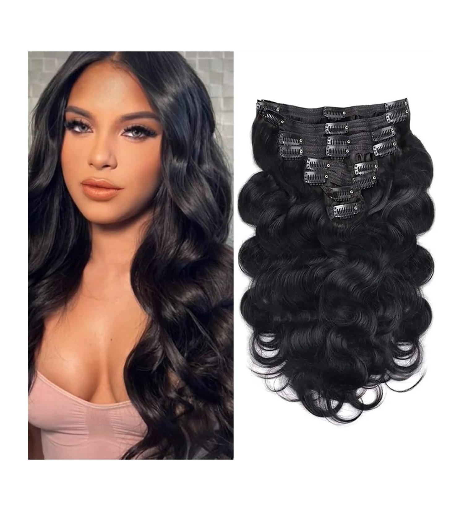Hair Extensions Clip In Hair Extensions Real Human Hair 8 Pieces 18Clips Glueless Body Wave Hair For Black Women Brazilian Remy Hair Double Wefts Hair Pieces(16inches 120g) 16inches 120g - Buy Online on GoSupps.com