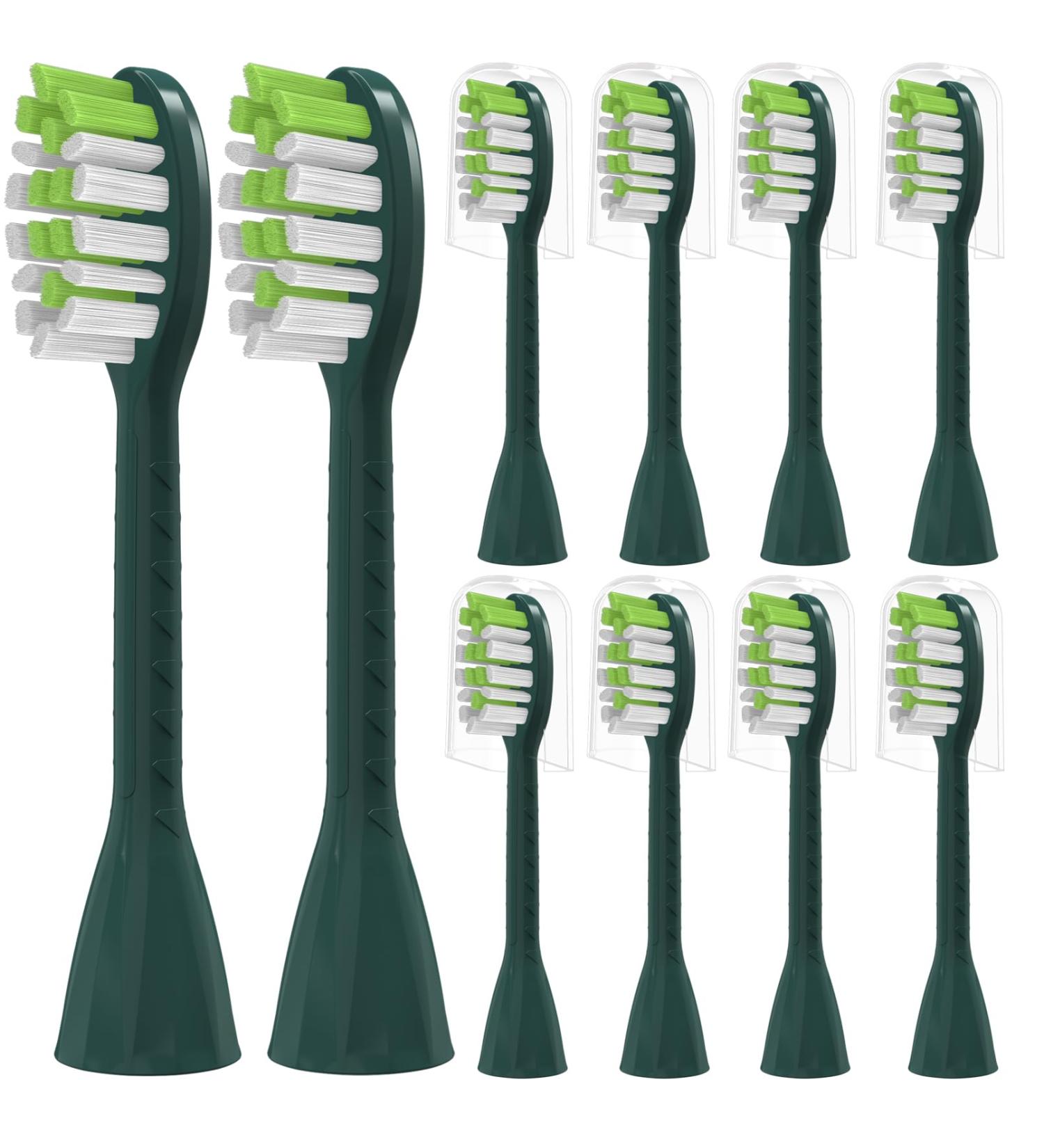 Toothbrush Replacement Heads for Philips One Series Sonicare - 10 Pack Soft Bristles - Sage Green - Buy Online on GoSupps.com