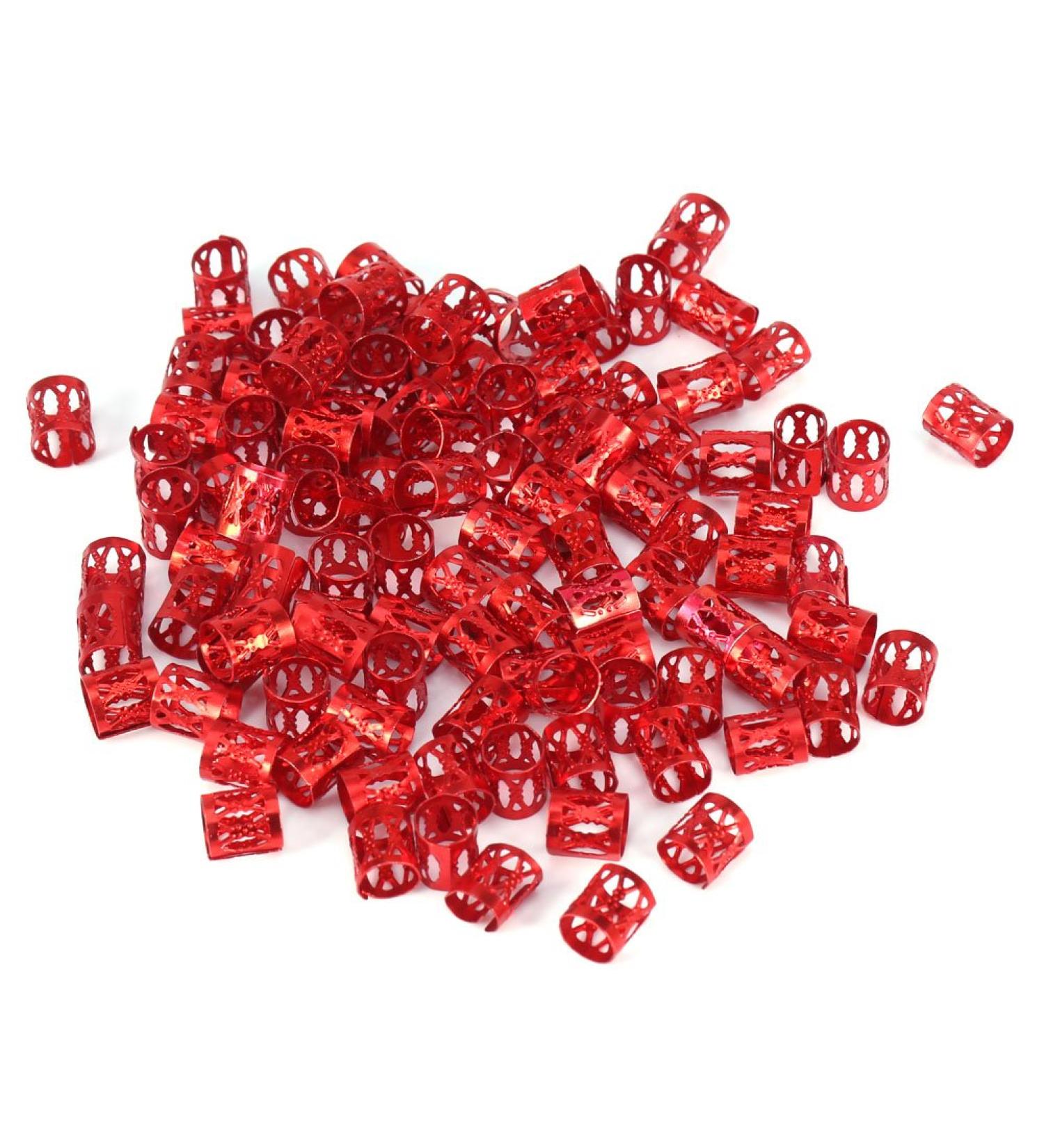 100 Pieces Colorful Braid Pearl Metal Cuffs - Dreadlocks Hair Rings & Clips for Stunning Hair Decoration - Buy Online on GoSupps.com