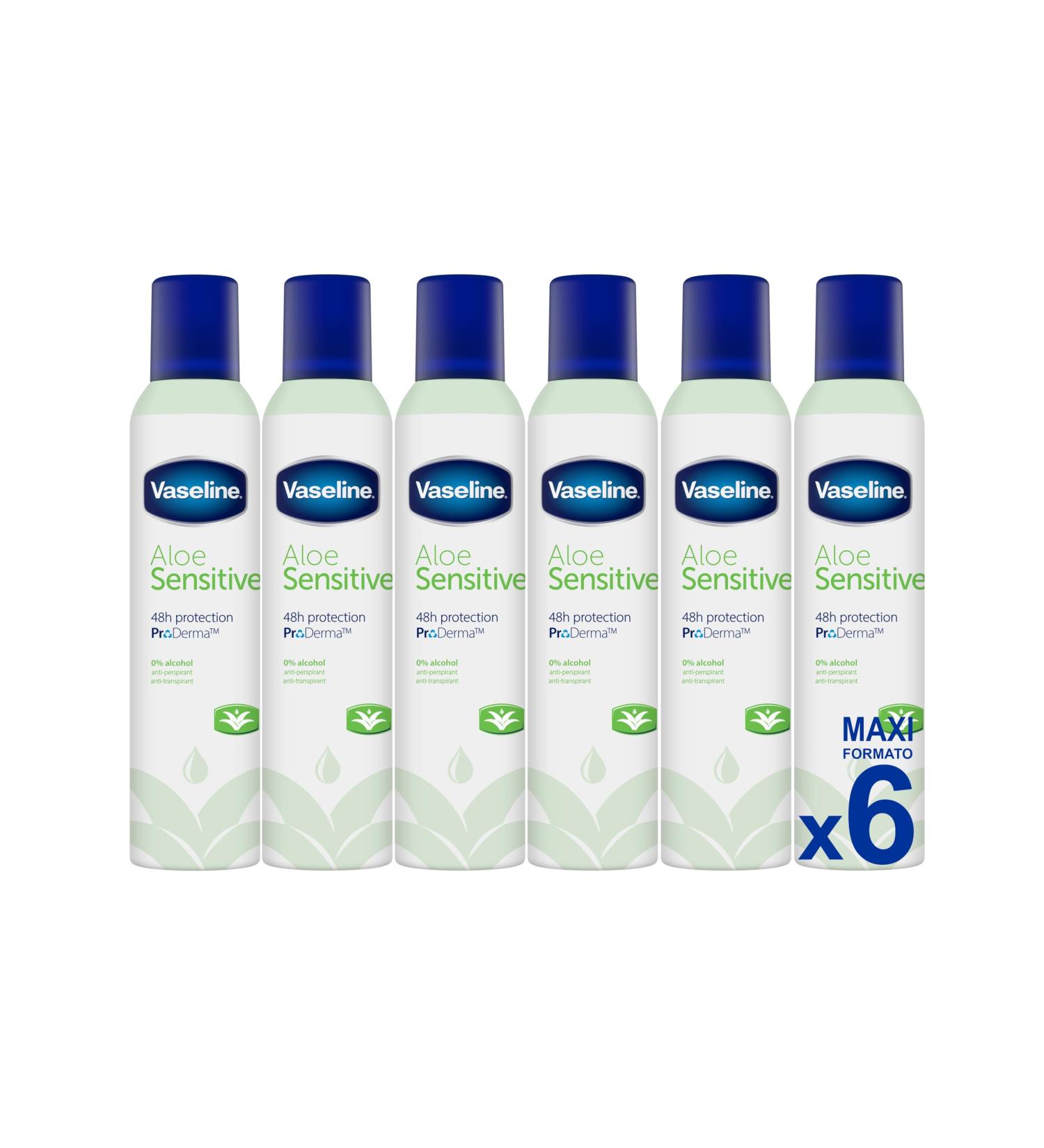 Vaseline Aloe Sensitive 48h 250 ml | 0 % d'alcool (lot de 6) 250 ml (Lot de 6) - Buy Online on GoSupps.com