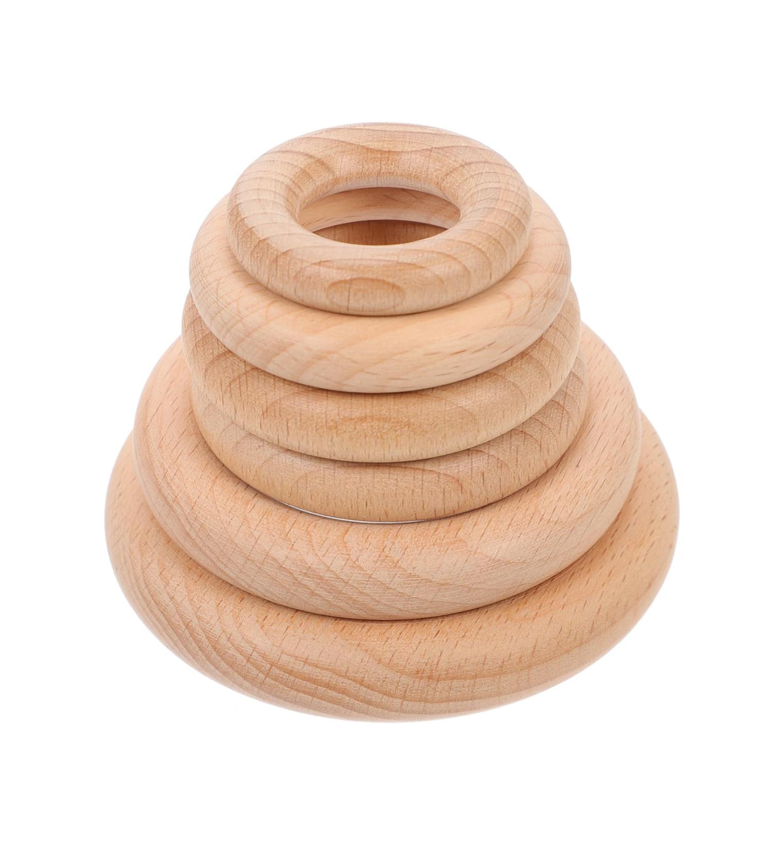 Toyvian 6ST Molar Wooden Circle Accessories - Unfinished Wooden Rings for Baby Teething - Natural Beech Wood Bite Rings - Buy Online on GoSupps.com