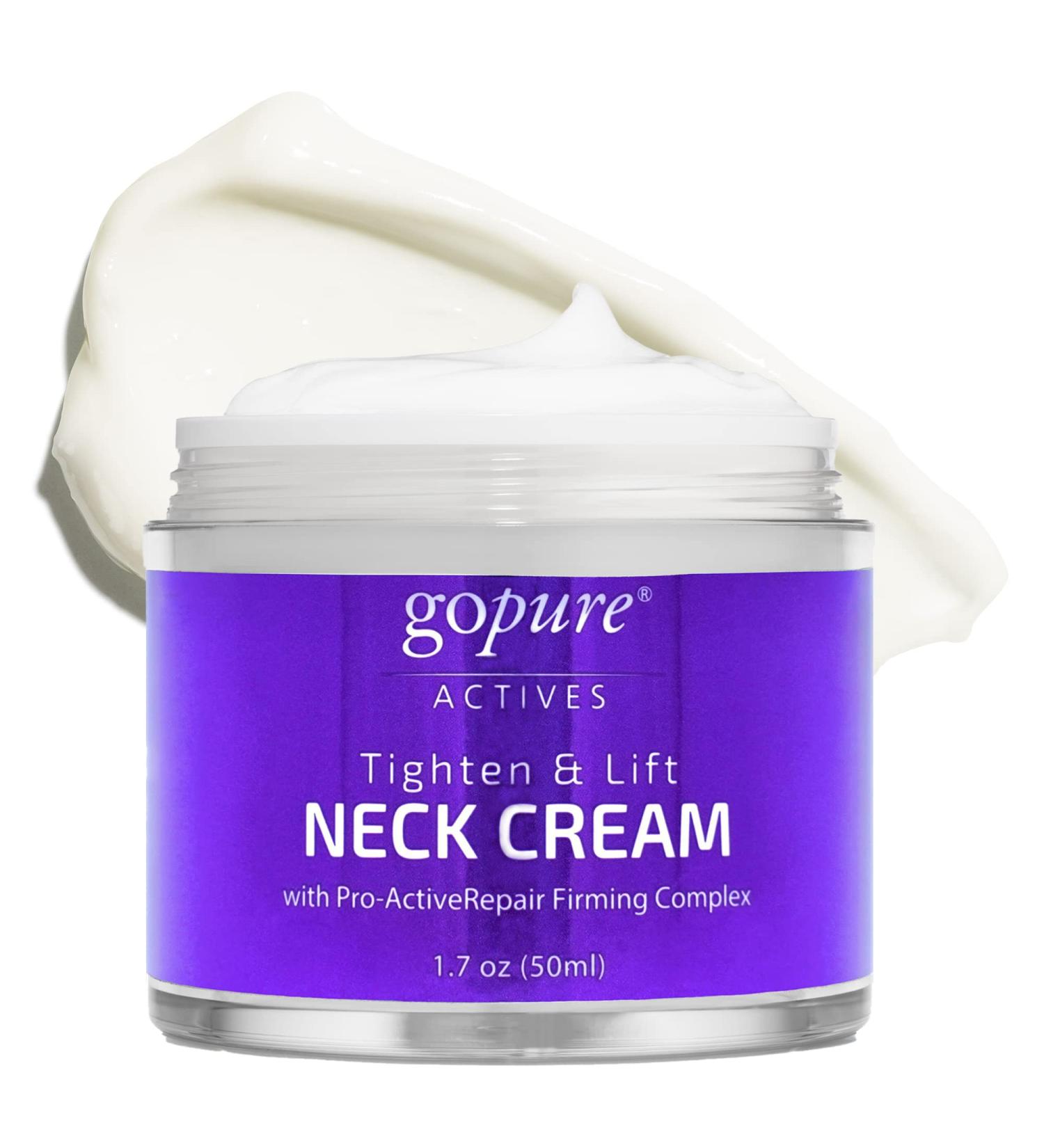 goPure Neck Cream with Repair Complex - Pro-Active Lift Neck Firming Cream - 1.7 oz - Tighten & Smooth Neck Wrinkles - Buy Online on GoSupps.com