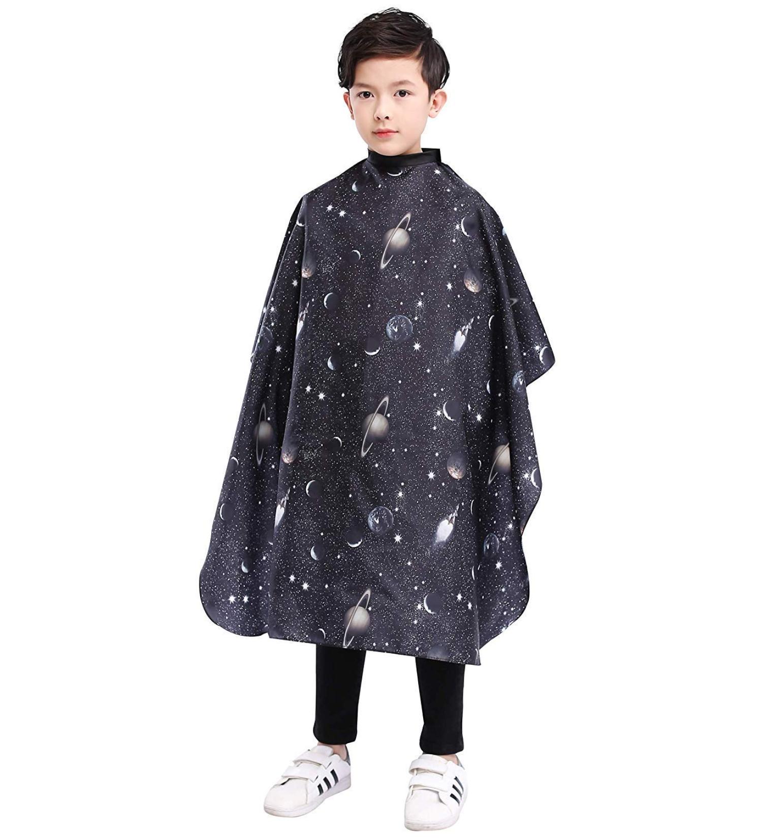 Black Space Printing Kids Haircut Cape for Boys | Barber Cape Cover for Hair Cutting & Styling - Ideal for Shampoo Sessions - Buy Online on GoSupps.com