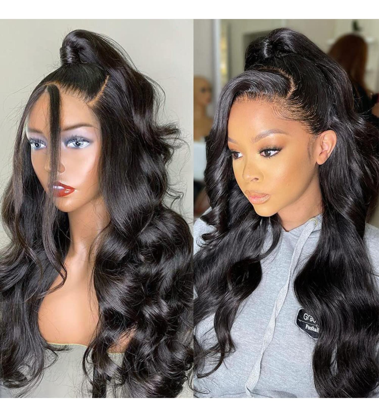 9A Brazilian Body Wave Lace Front Wig - 20 Inch Natural Black - Pre Plucked with Baby Hair - 150% Density - Glueless & Natural Color - For Black Women - Buy Online on GoSupps.com