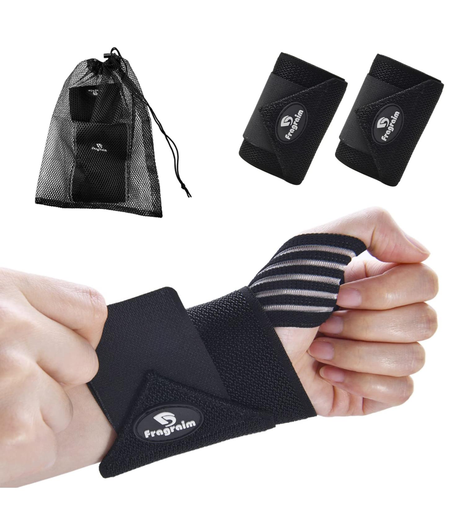 Wrist Wraps with Thumb Support 2 Pack for Weightlifting & Gymnastics - Wrist Brace for Men, Women, and Kids - Includes Free Mesh Carry Bag - Black - Buy Online on GoSupps.com