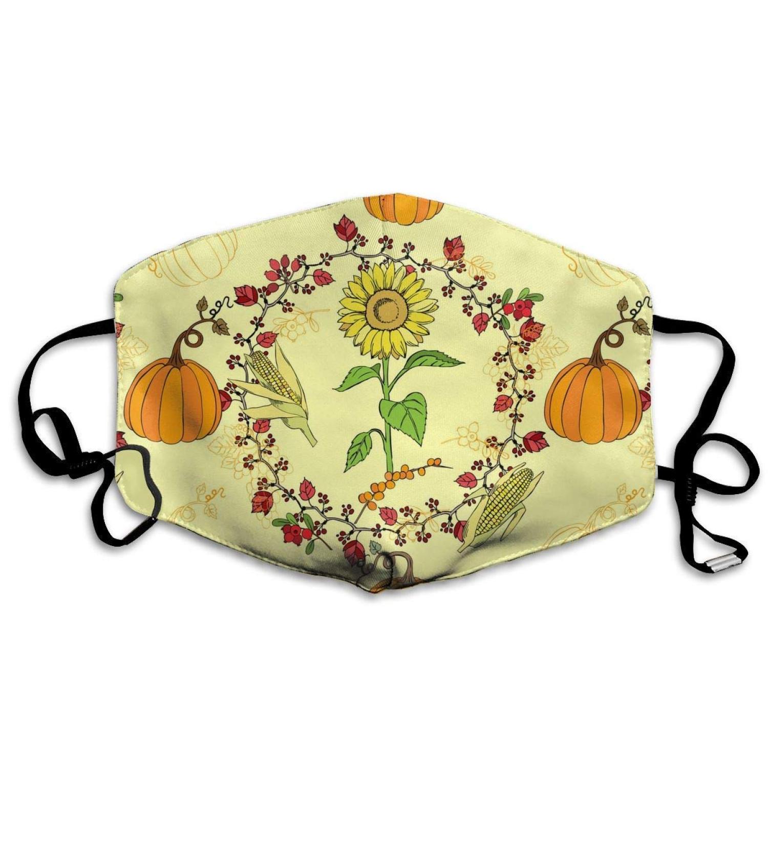 Breathable premium facial protection envelope Thanksgiving decoration pattern women men anti wind dust protection protective cover for skiing camping travel safety daily use