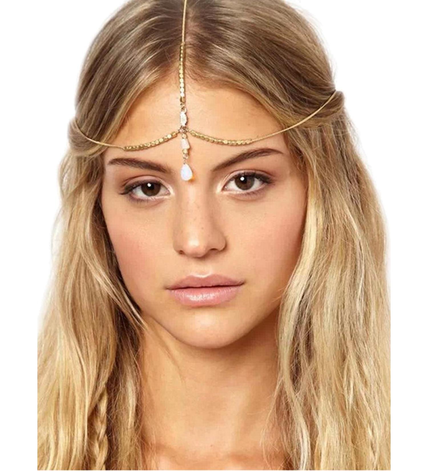 Yean Wedding Crystal Head Chain - Gold Strass Bride Hair Jewel | Elegant Hair Accessory for Brides - Buy Online on GoSupps.com