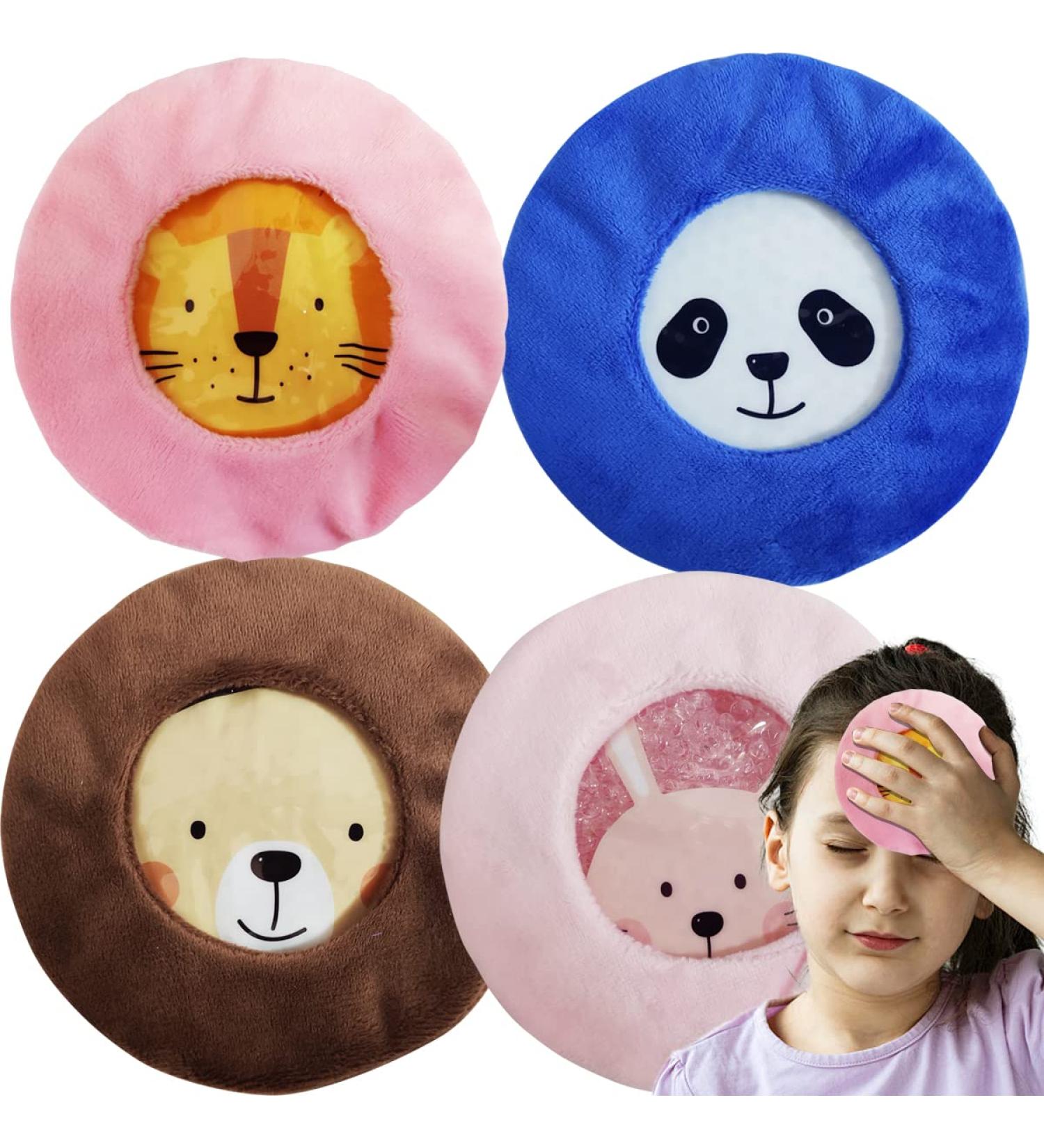 Kids Ice Pack Hot Cold Pack - 4PCS Reusable Pain Relief Set for Injuries, Wisdom Teeth, Tired Eyes & Headaches - Comfortable Fabric Cover - Size 5.1in*5.1in - Buy Online on GoSupps.com