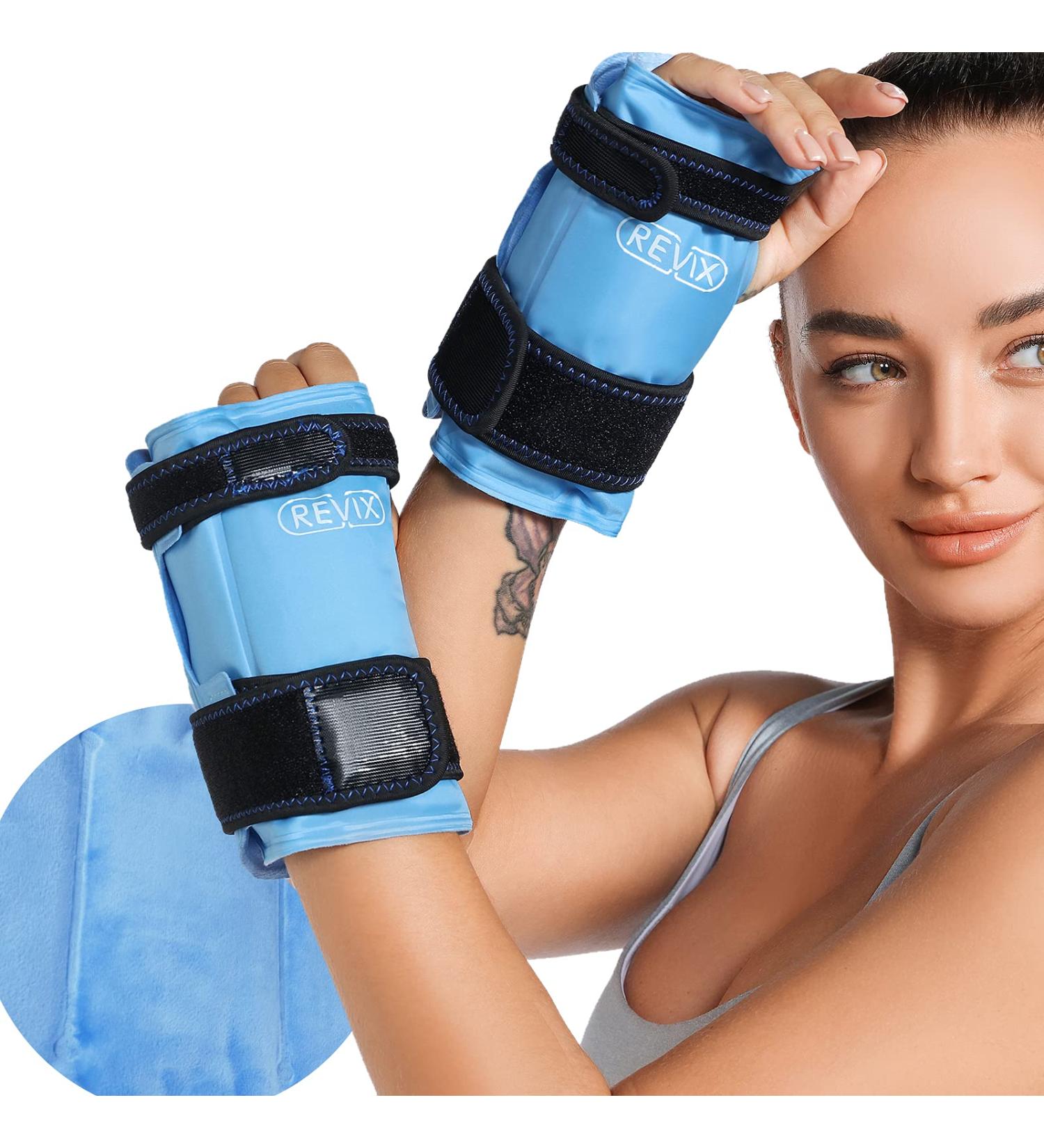 REVIX Wrist Ice Pack Wraps for Carpal Tunnel Relief - 2-Piece Set for Hand Injuries and Swelling - Reusable Gel Ice Packs for Rheumatoid Tendinitis - Blue - Buy Online on GoSupps.com