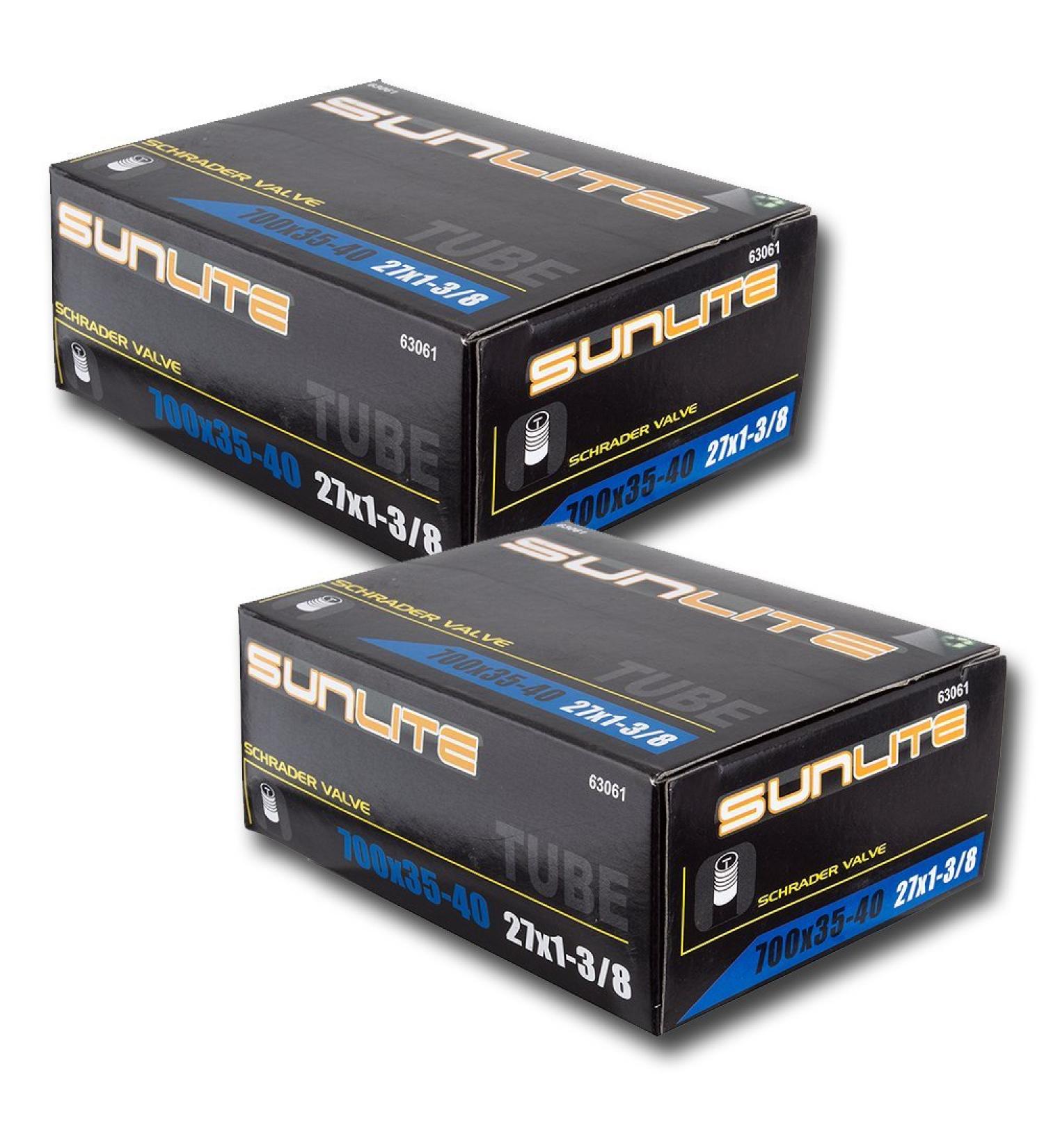 Bicycle Inner Tube, 700 x 35-40 (27 x 1-3/8) Schrader Valve 32mm, Sunlite 2 Inner Tubes