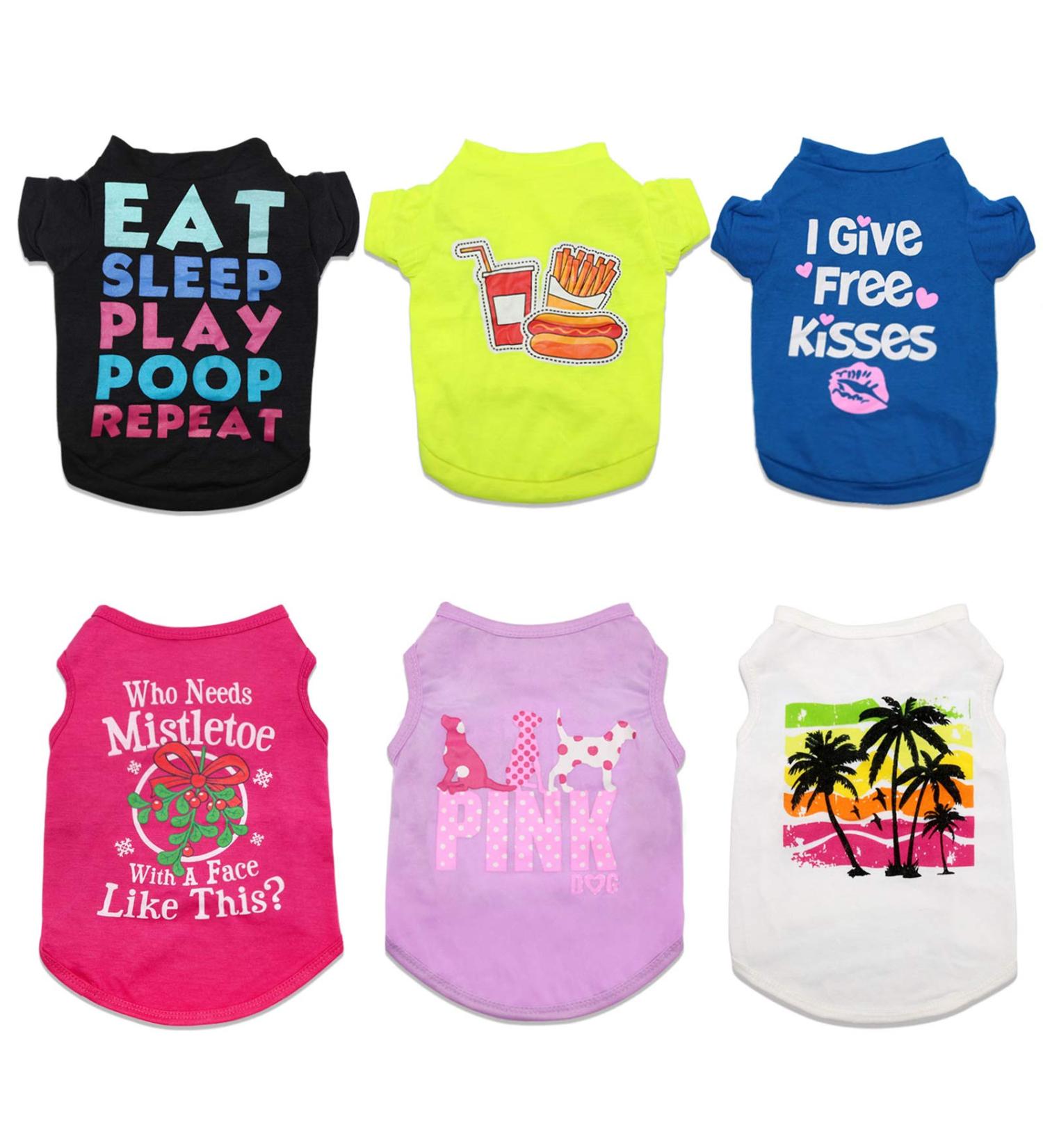 HYLYUN Printed Puppy Shirt 6 Packs - Soft Breathable Pet T-Shirt Puppy Dog Clothes Soft Sweatshirt for Small Dogs and Cats L L (4.3-6kg) - Buy Online on GoSupps.com