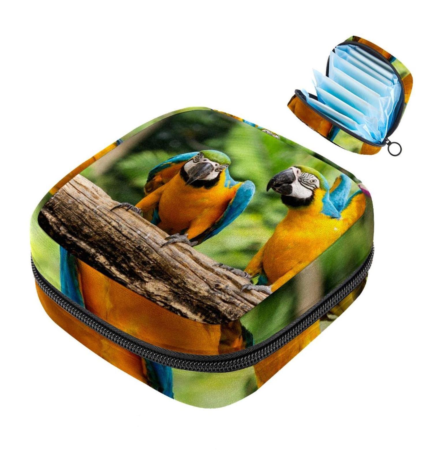Menstrual Bag with Zipper for Women & Girls - Macaws & Parrots Design | International Shipping - Buy Online on GoSupps.com