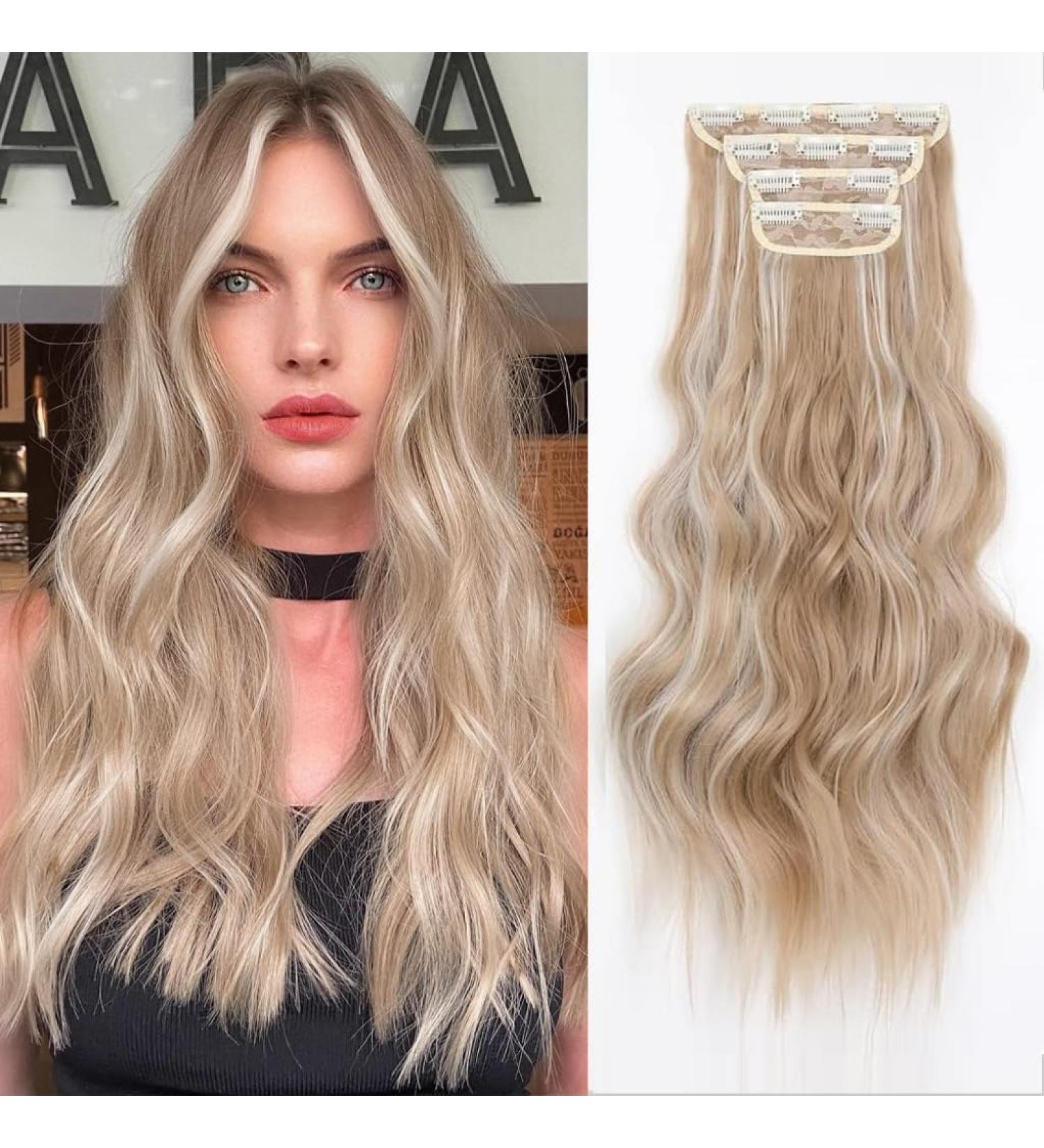 YDDM 24-Inch Clip-In Wavy Hair Extensions - Affordable Synthetic Clips for Natural Look | 4pcs - Buy Online on GoSupps.com