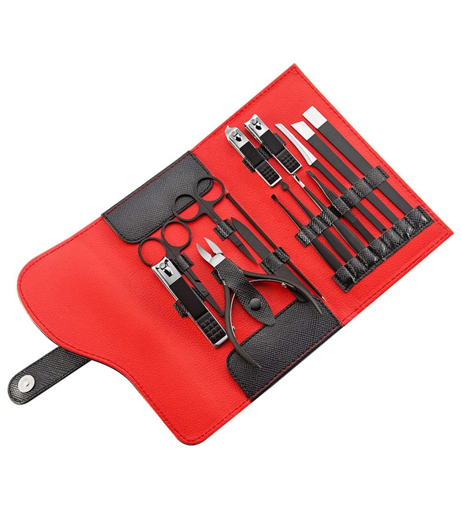OPKDE 15 Pieces in Set Multifunction Nail Clippers Set Stainless Steel Black Pedicure Scissor Tweezer Manicure Set Kit Nail Art Tools - Buy Online on GoSupps.com