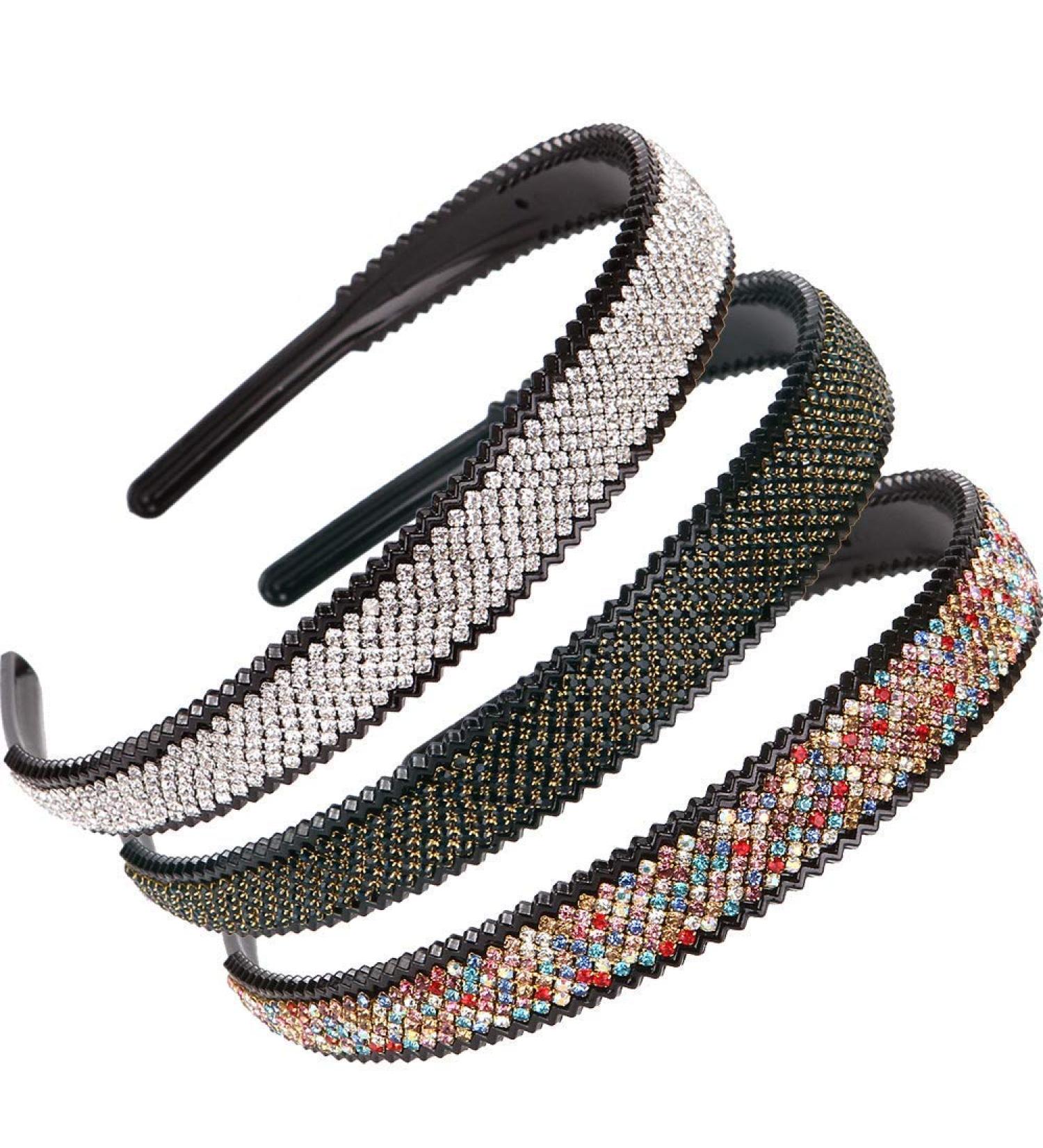 LONEEDY Women's 2cm Wide Non-Slip Headband with Teeth & Crystal Rhinestones - Durable Hair Accessory - Buy Online on GoSupps.com