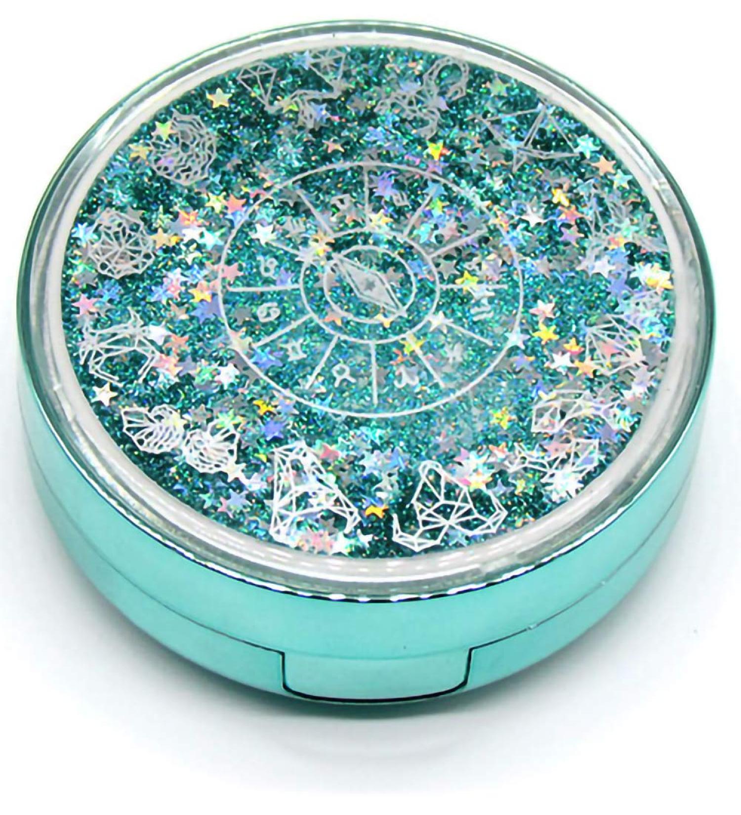 Bling Stars Colored Contact Lens Case with Mirror - Portable & Cute Travel Carry for Teen Girls and Women in Green - Buy Online on GoSupps.com