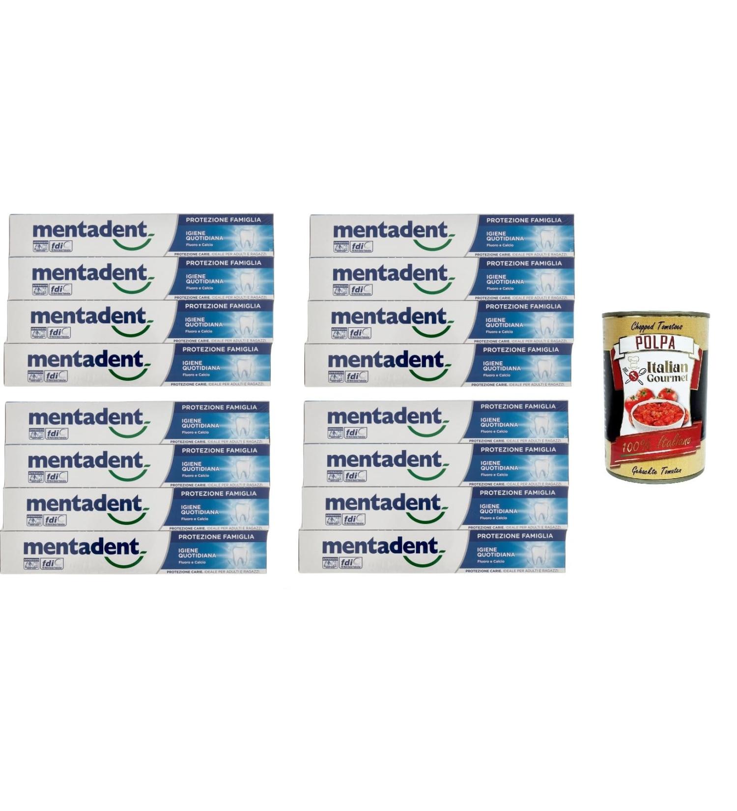Mentadent Protezione Famiglia & Italian Gourmet Polpa - Daily Hygiene & Gourmet Food - 16x75ml + 400g Can - International Shipping Available - Buy Online on GoSupps.com