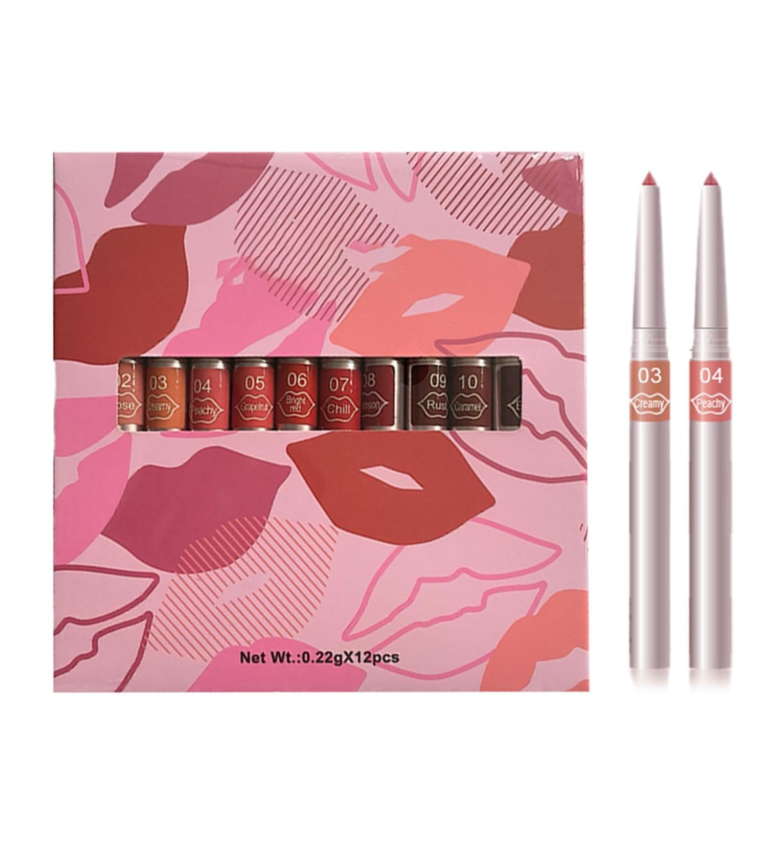 Ungtyb Lip Liner SetLip Liner PackageCreamy Makeup Kit Lip Pencil 12 PiecesSculpting Lip PenSmooth Lipliners Makeup for MomWoman - Buy Online on GoSupps.com