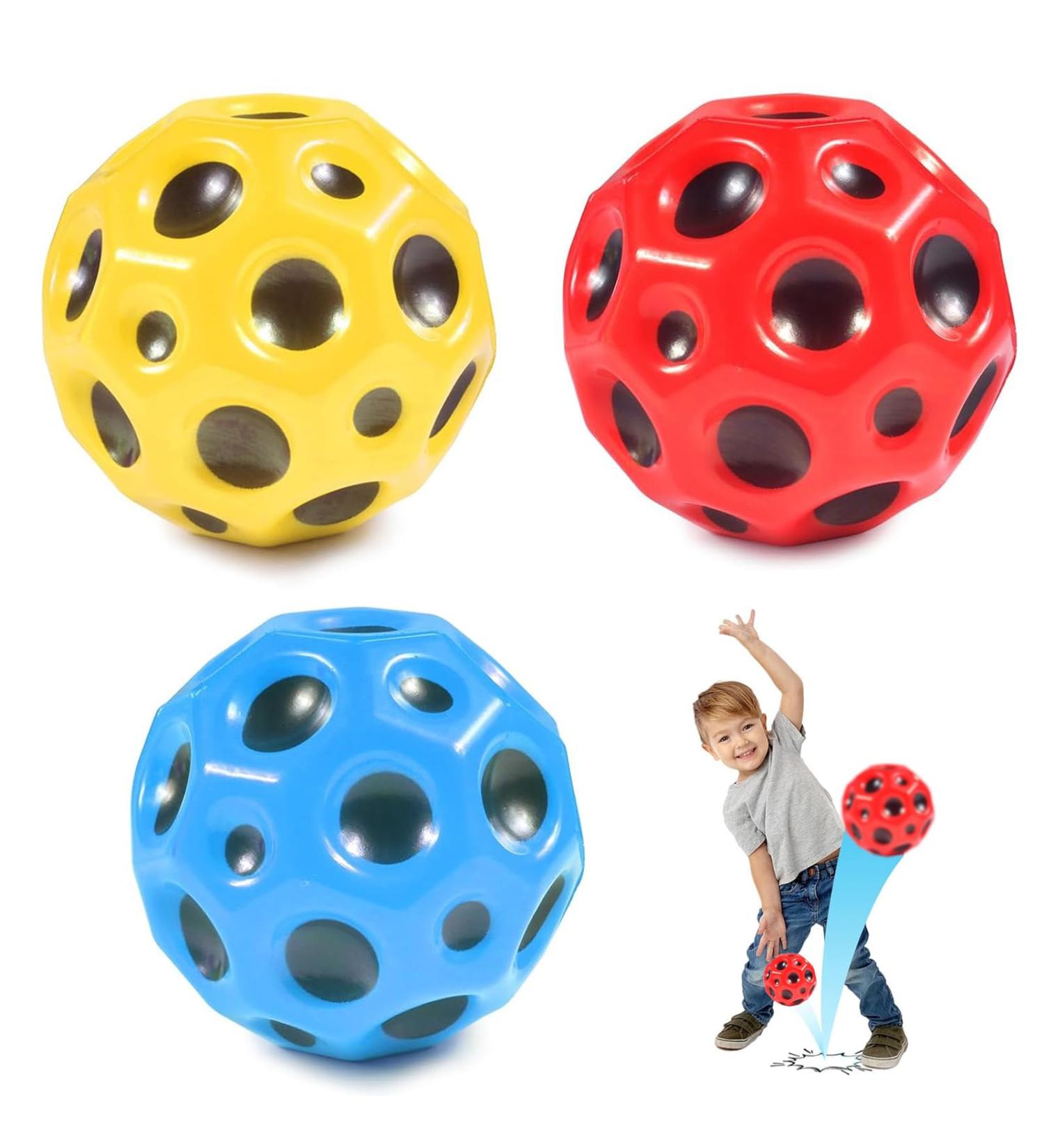 Fidget Pack: 3 Astro Jump Balls - Moon Ball & Galaxy Balls | High-Jump Bouncing Toys for Kids - Perfect Party Gift! - Buy Online on GoSupps.com