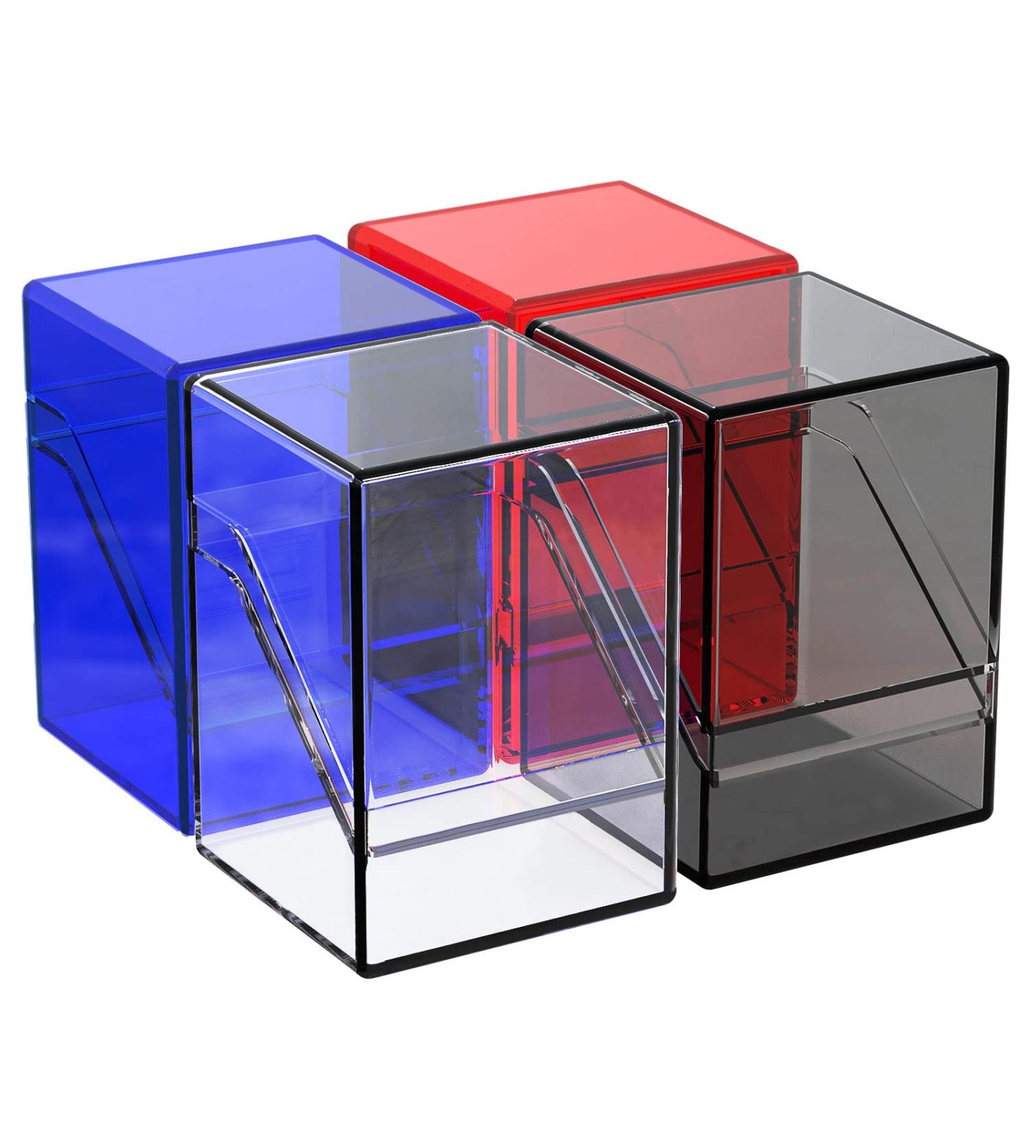 KKU 4 Pack Acrylic Card Deck Cases - Trading Card Storage Boxes for 400+ Sleeved Cards - Ideal for Sport Cards, MTG, and YuGiOh - Black/White/Blue/Red - Buy Online on GoSupps.com