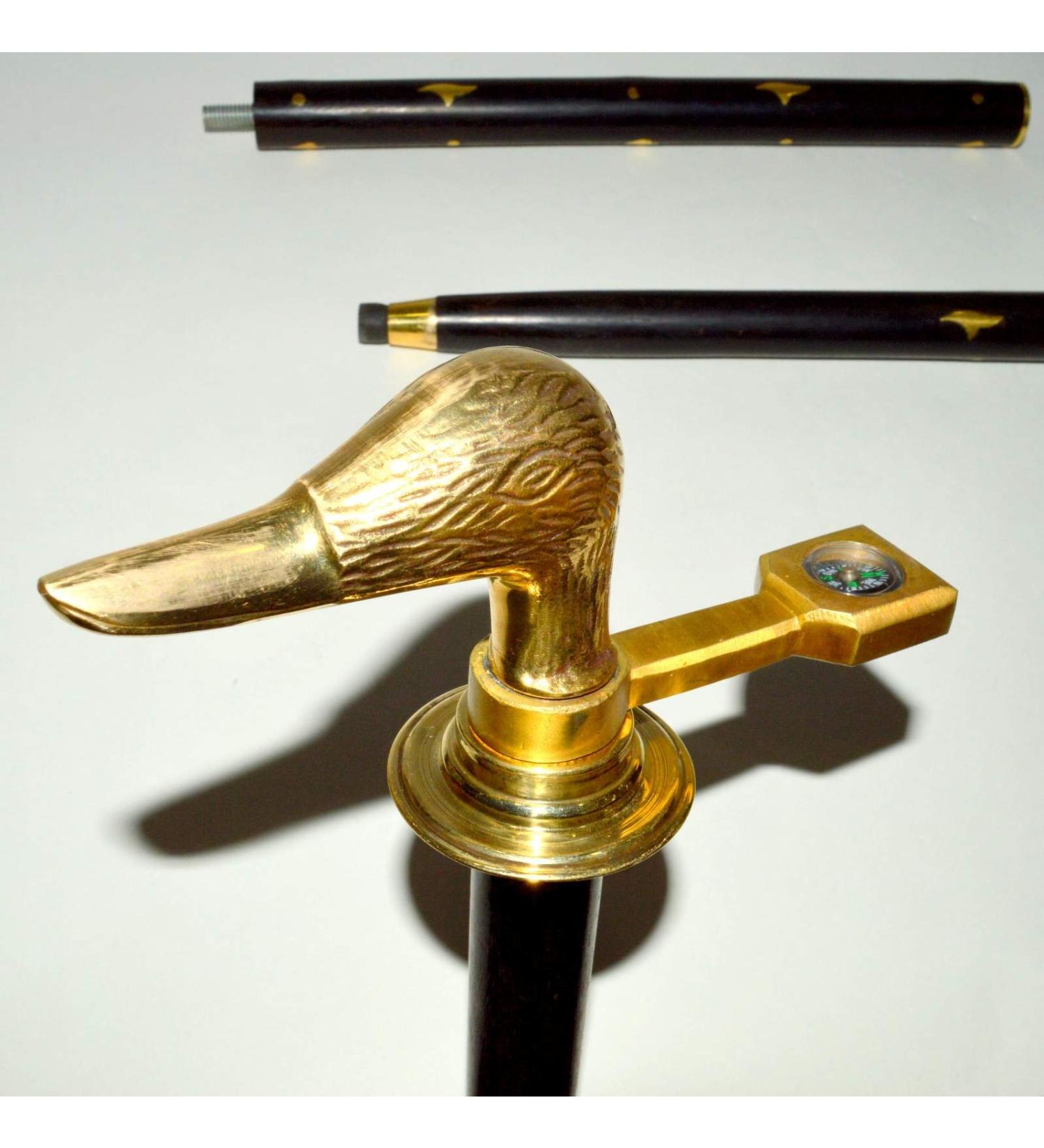 Nautical Gift Decor Designer Brass Victorian Handle Wooden Vintage Walking Cane Antique Style Stick