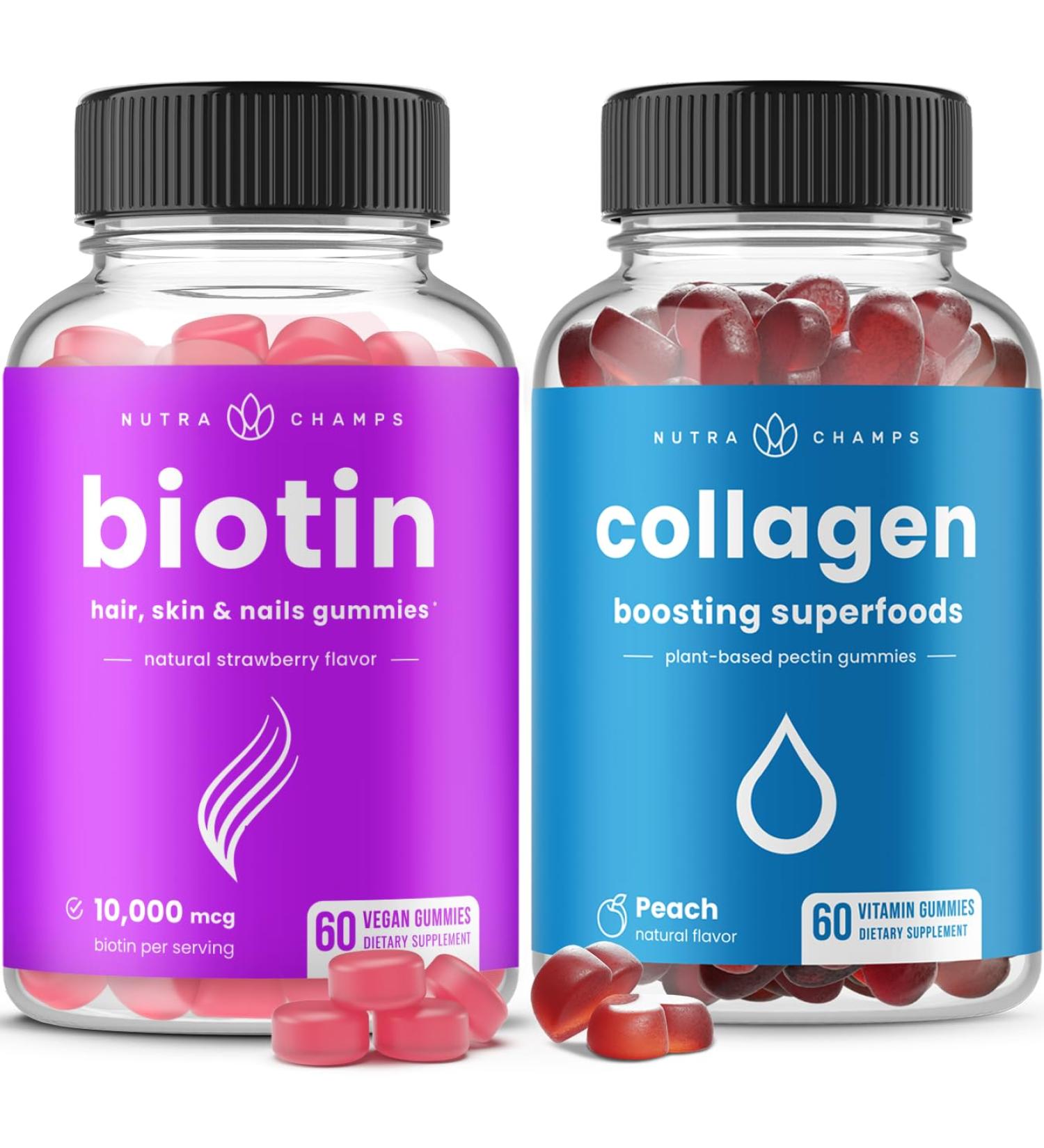 NutraChamps Biotin Gummies and Collagen Boosting Gummies 2 Pack Bundle - Buy Online on GoSupps.com