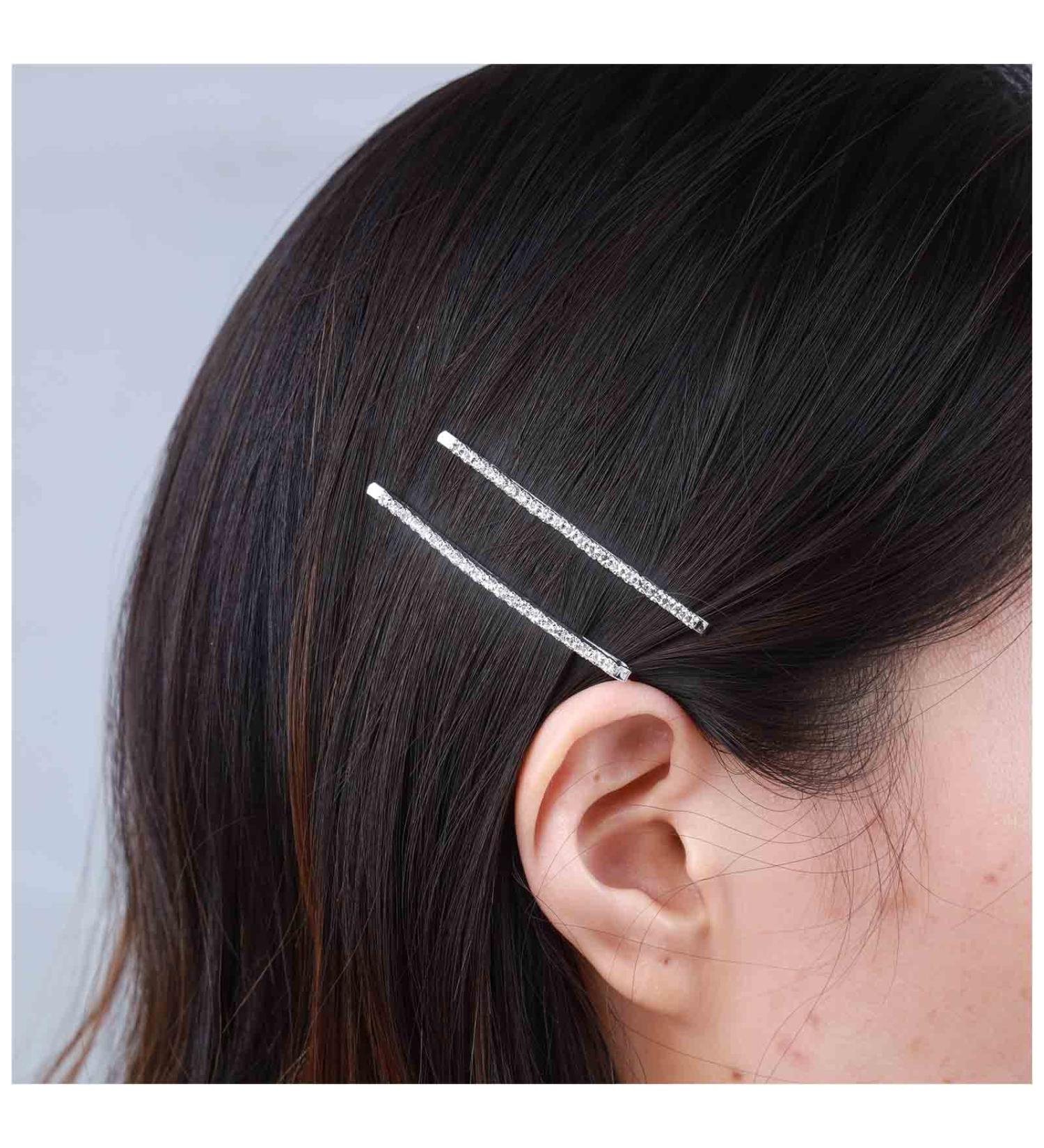 Yheakne Vintage Crystal Hair Clip Pin 2Pcs - Decorative Barrette Bobby Pins for Women and Girls (Silver Crystal) | Hair Accessories - Buy Online on GoSupps.com