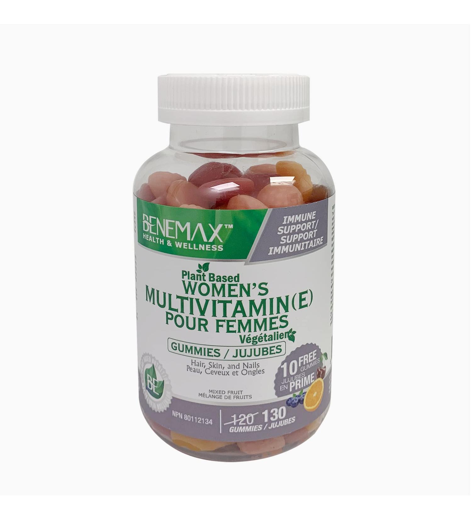 Benemax Women's Multivitamin Gummies 100% Plant Based Helps Maintain Eyesight Skin and Immune Function Helps in Development of Bone Cartilage Teeth and Gums 130 Gummies - Buy Online on GoSupps.com