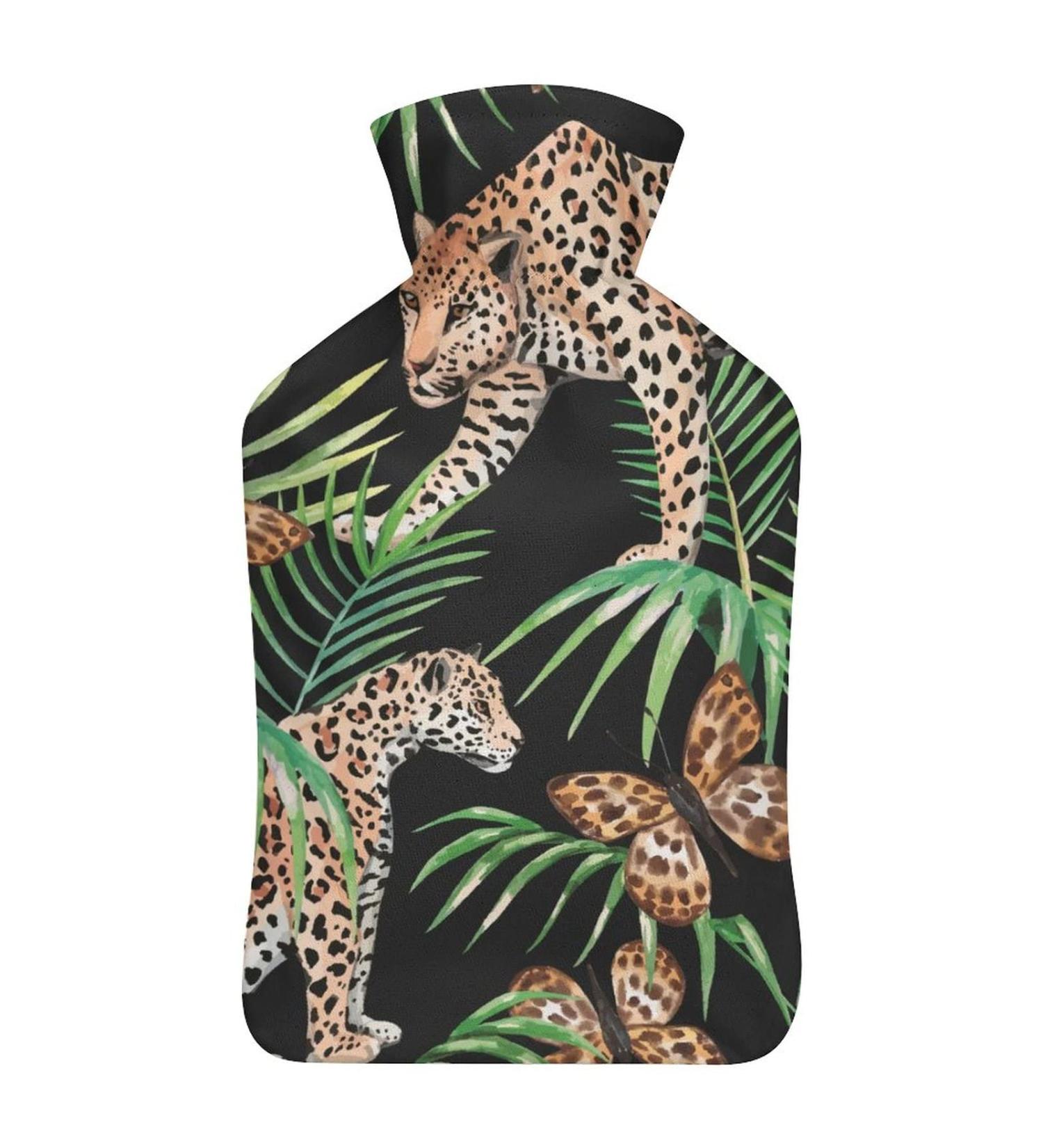 Leopard & Butterfly Heat Bottle with Lid | Rubber Hot Water Bag for Pain Relief Cramps & Therapy - Buy Online on GoSupps.com