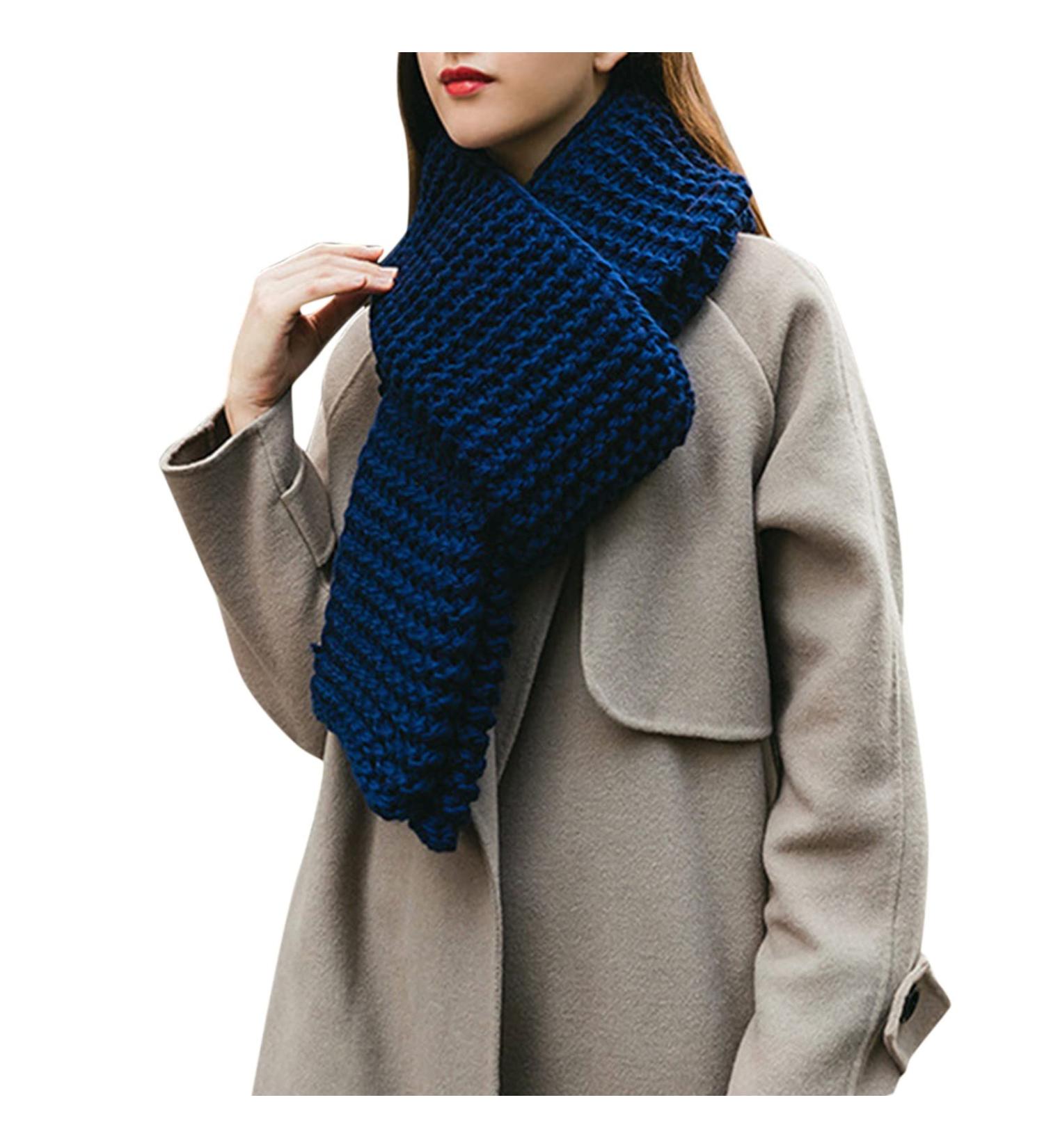 Shop Women's Black Knitted Winter Scarf with Buttons | Cozy Wool Autumn Neck Warmer & Hood Necklace - International Shipping Available - Buy Online on GoSupps.com