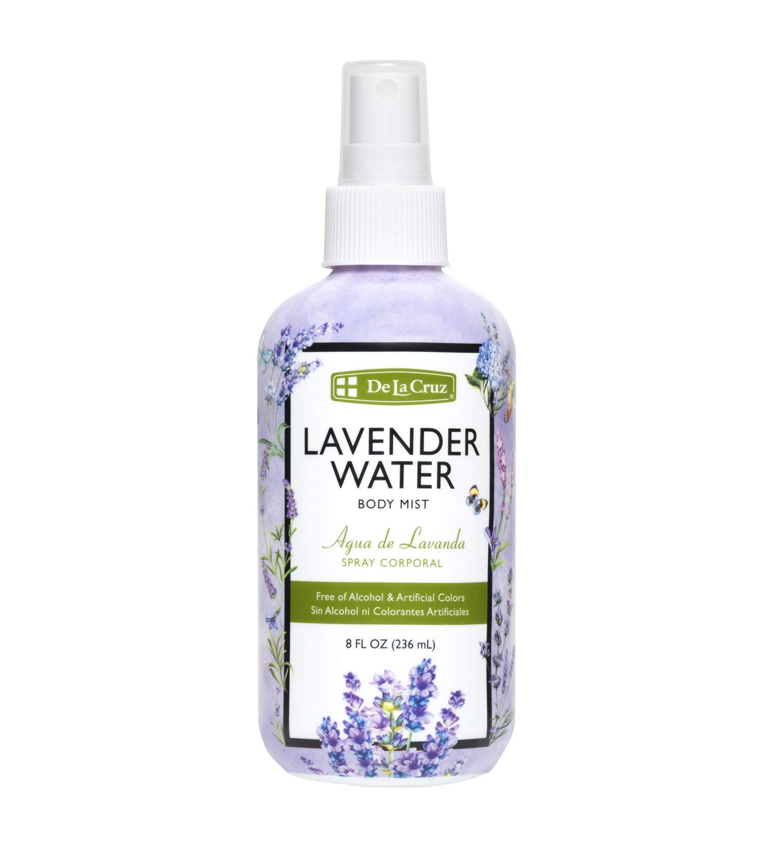 De La Cruz Lavender Water Body Mist - Pure Lavender Essential Oil Spray for Skin & Hair, 8 fl oz - Buy Online on GoSupps.com
