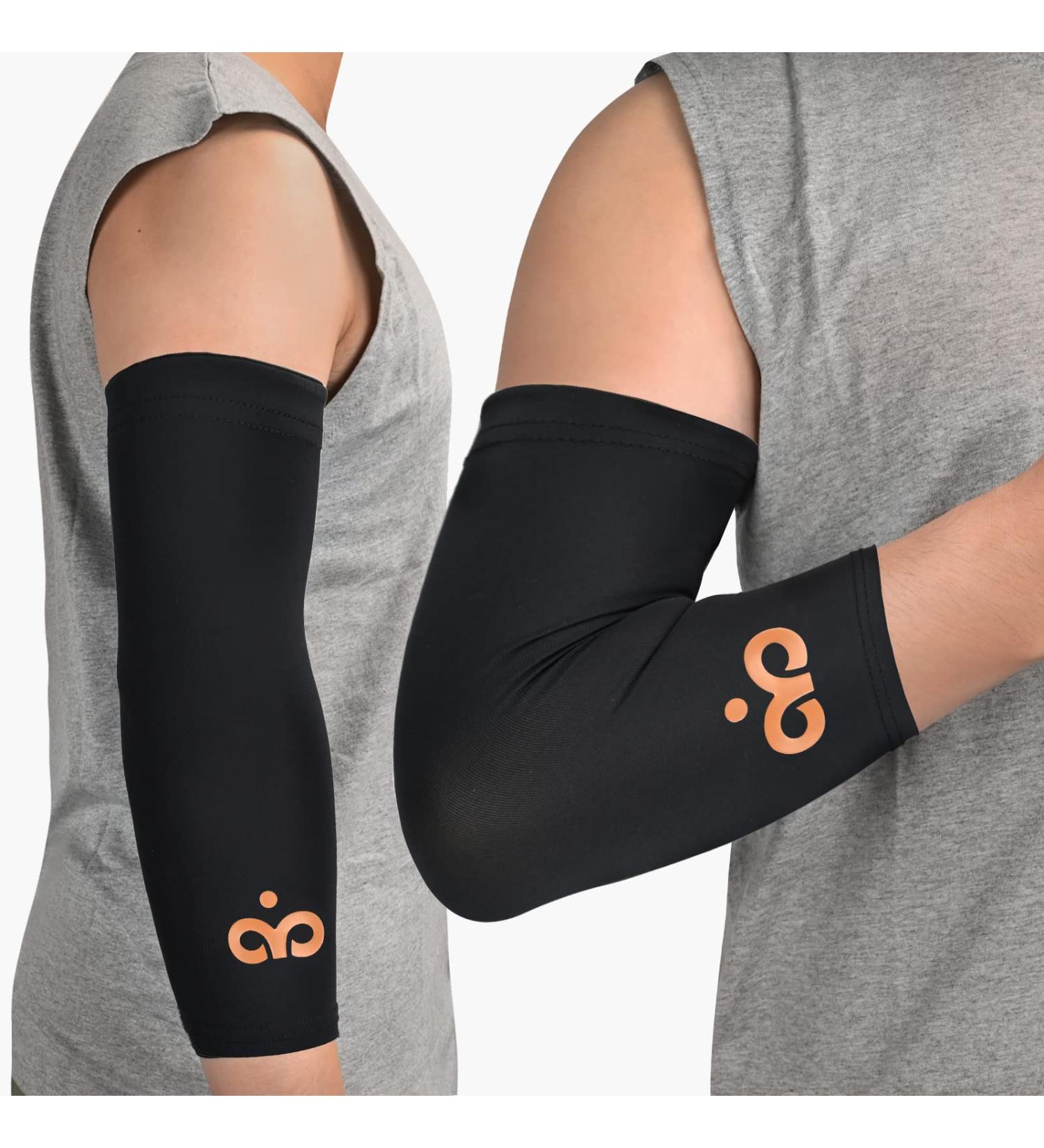 INDEEMAX Copper Elbow Brace Compression Sleeve 1 Pair - Tendonitis & Tennis Elbow Support for Men and Women - Bursitis & Arthritis Pain Relief - Medium - Buy Online on GoSupps.com
