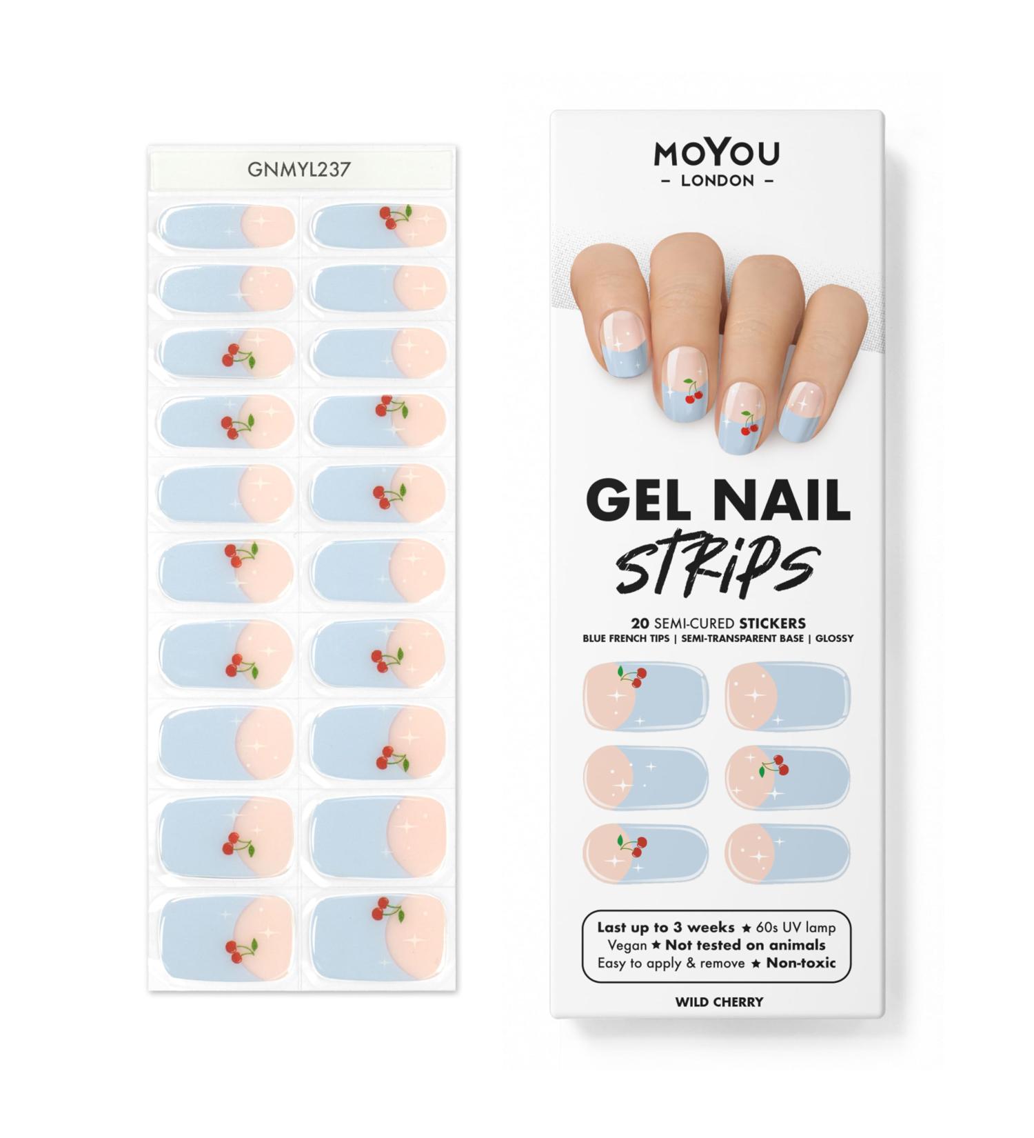 MOYOU LONDON Semi-Cured UV Gel Strips - 20 Wild Cherry Nail Foils for Salon Quality Manicure - Shop Internationally! - Buy Online on GoSupps.com