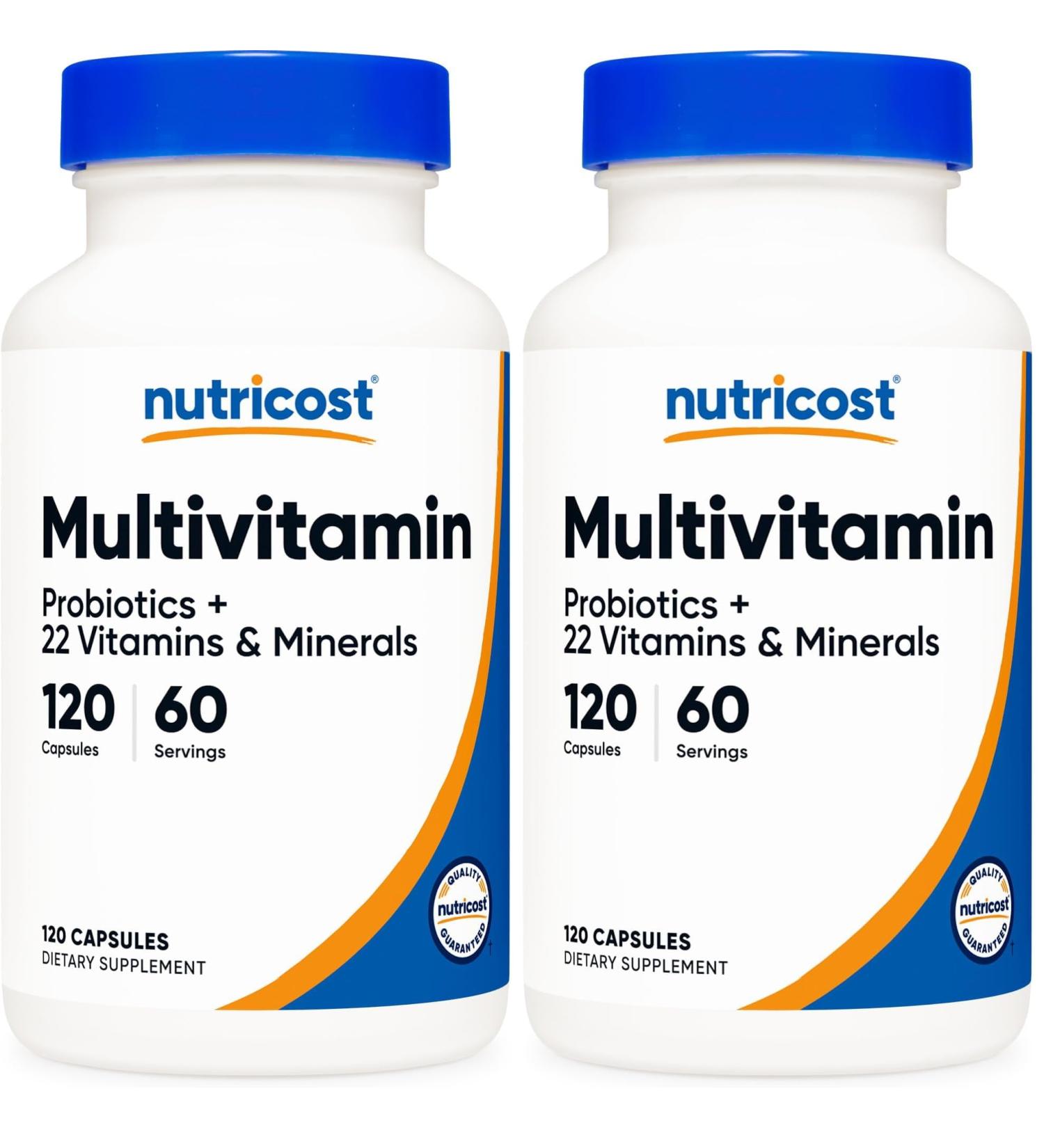 Nutricost Multivitamin with Probiotics 120 Vegetarian Capsules - Packed with Vitamins & Minerals (Pack of 2) - Buy Online on GoSupps.com
