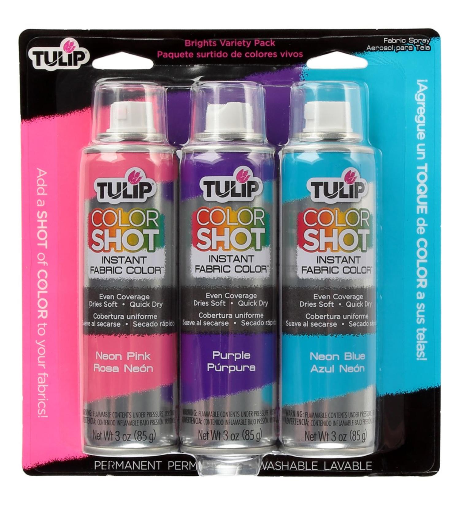 Tulip ColorShot Instant Fabric Color 3oz Brights Variety 3 Pack - Set of 3 Quick-Drying Fabric Dyes - Buy Online on GoSupps.com