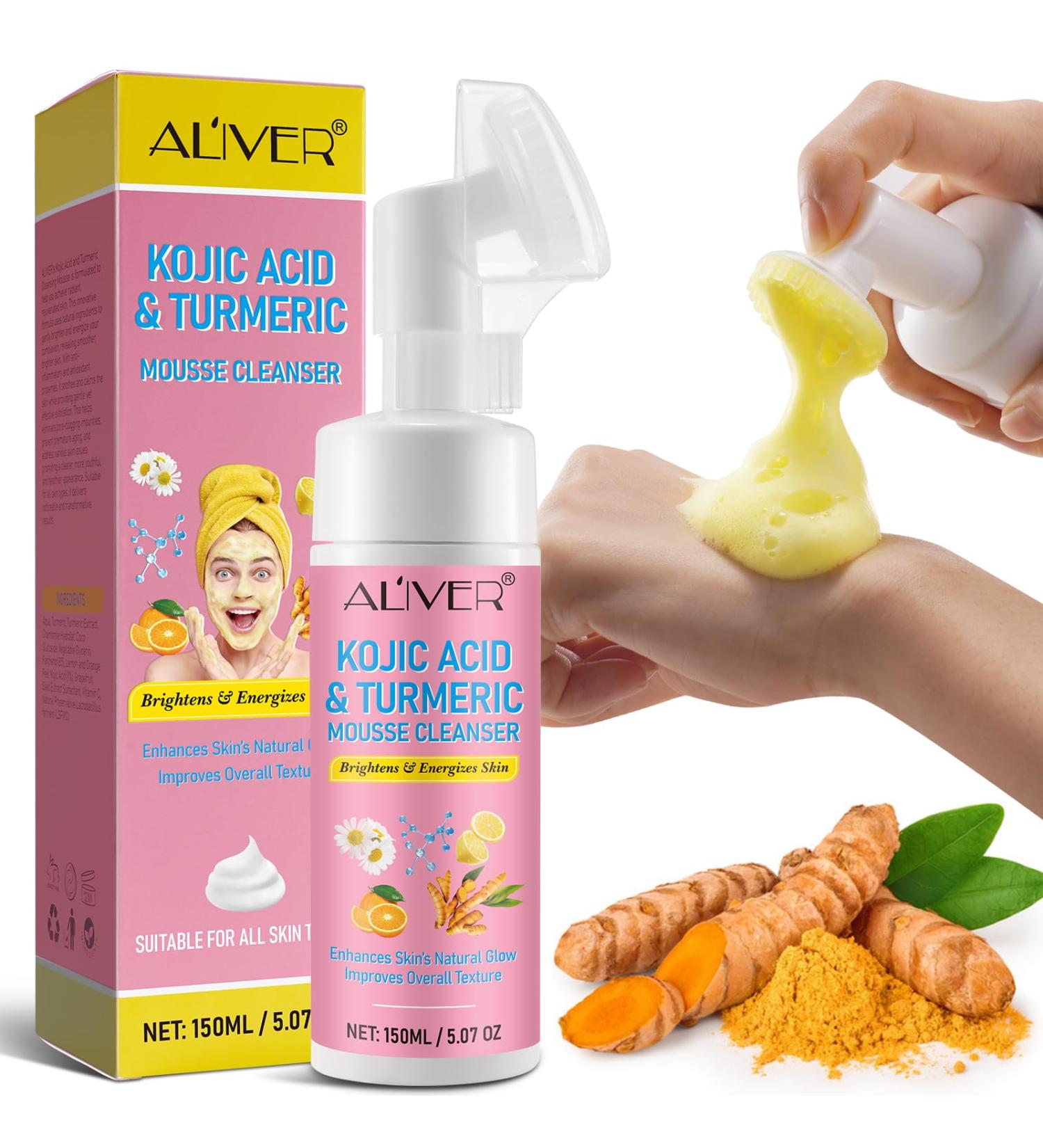 Turmeric Kojic Acid Facial Cleanser Exfoliating Mousse Cleansing Fight Acne Balance Skin Oil And Water Lighten Blemishes Brightens Skin Tone Safe For Sensitive Skin 150Ml - Buy Online on GoSupps.com