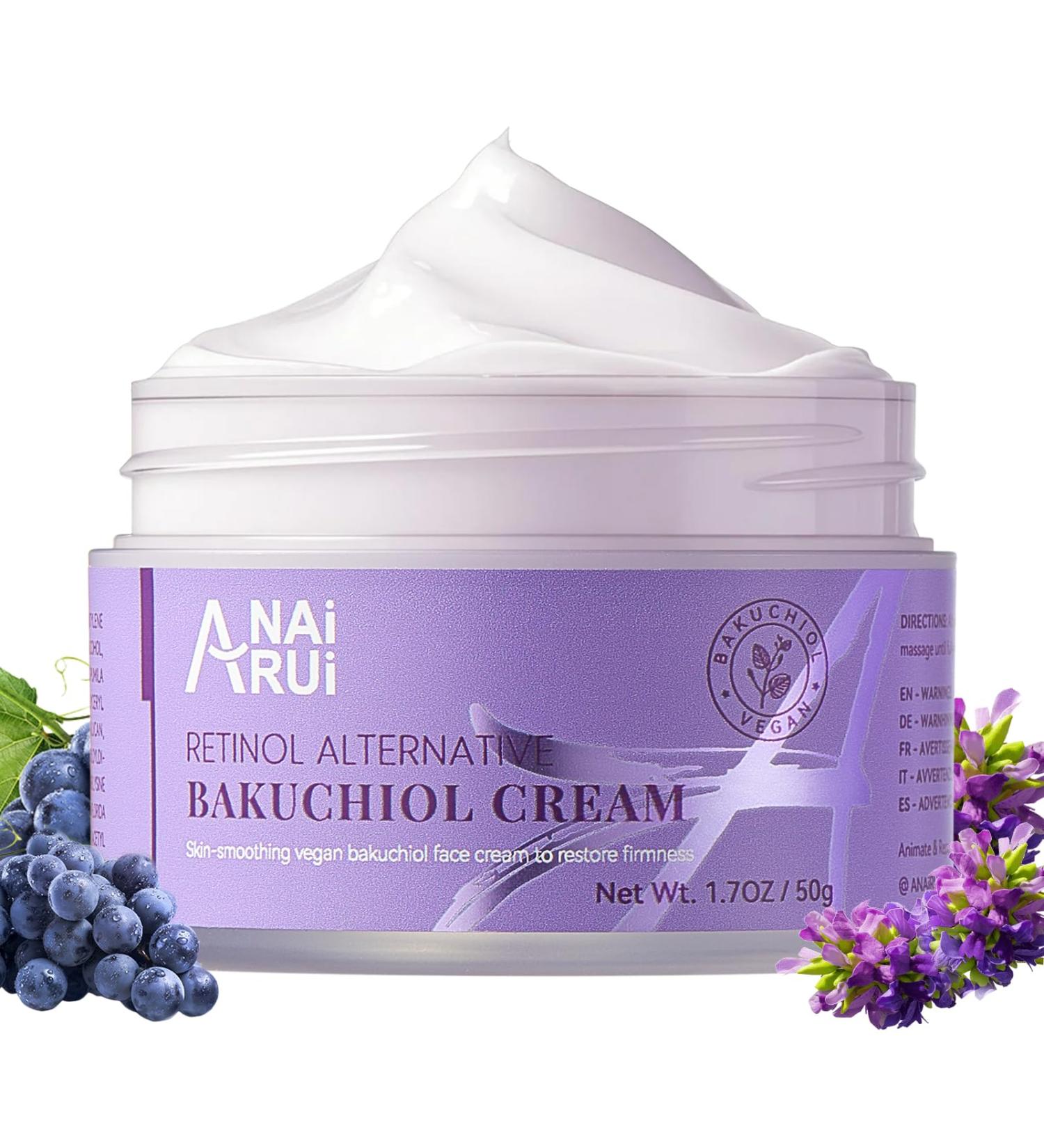 ANAI RUI Bakuchiol Face Cream for Women - Natural Retinol Alternative Anti Aging Moisturizer with Squalane & Collagen, Hydrating Wrinkle Cream for Day&Night Use 1.7 Oz - Buy Online on GoSupps.com